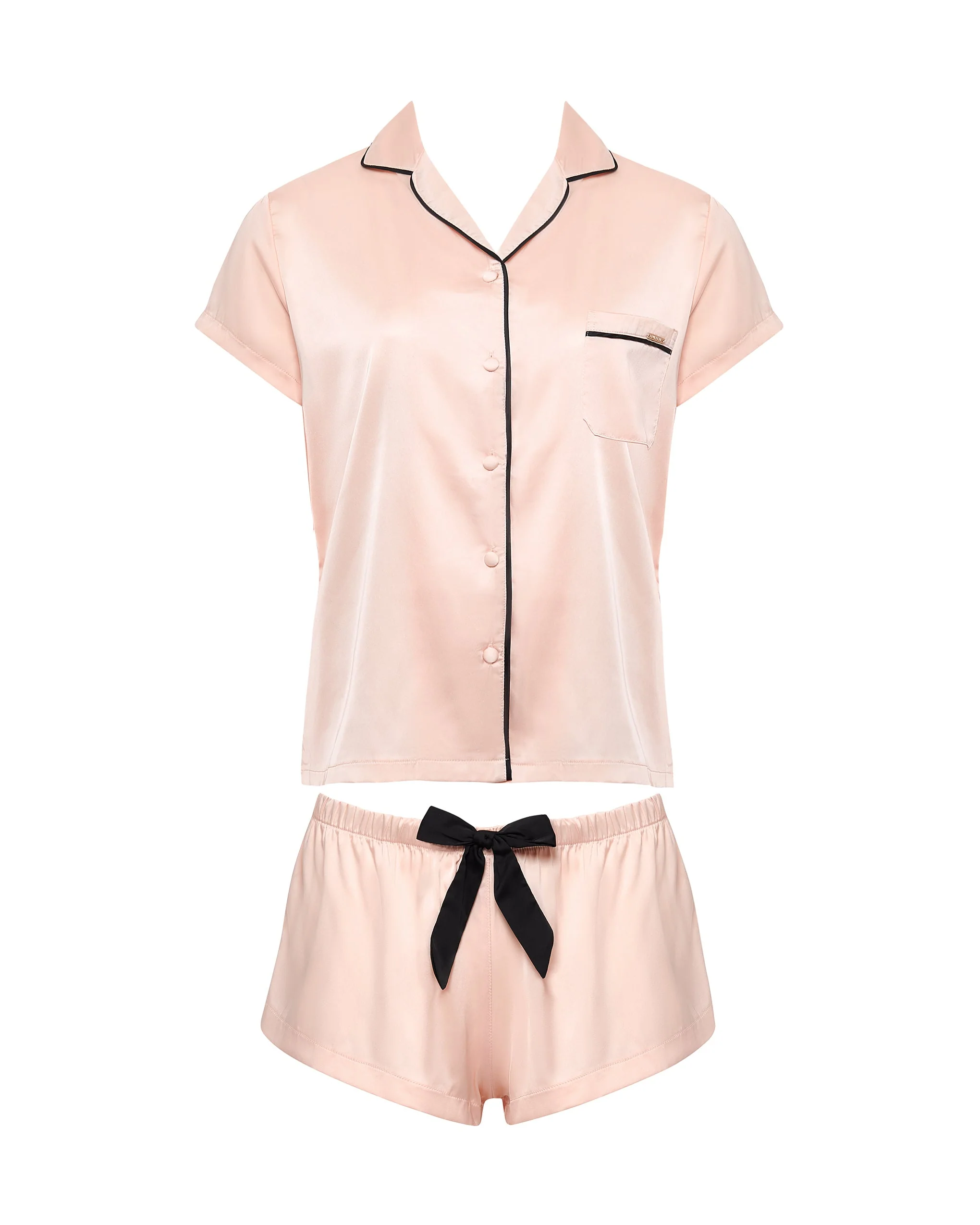 Abigail Shirt and Short Set Pale Pink/Black - Image 5