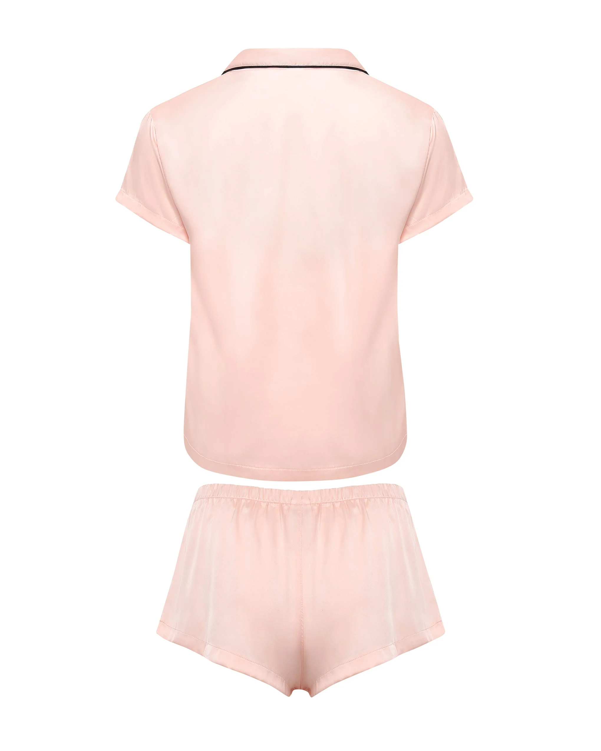 Abigail Shirt and Short Set Pale Pink/Black - Image 6