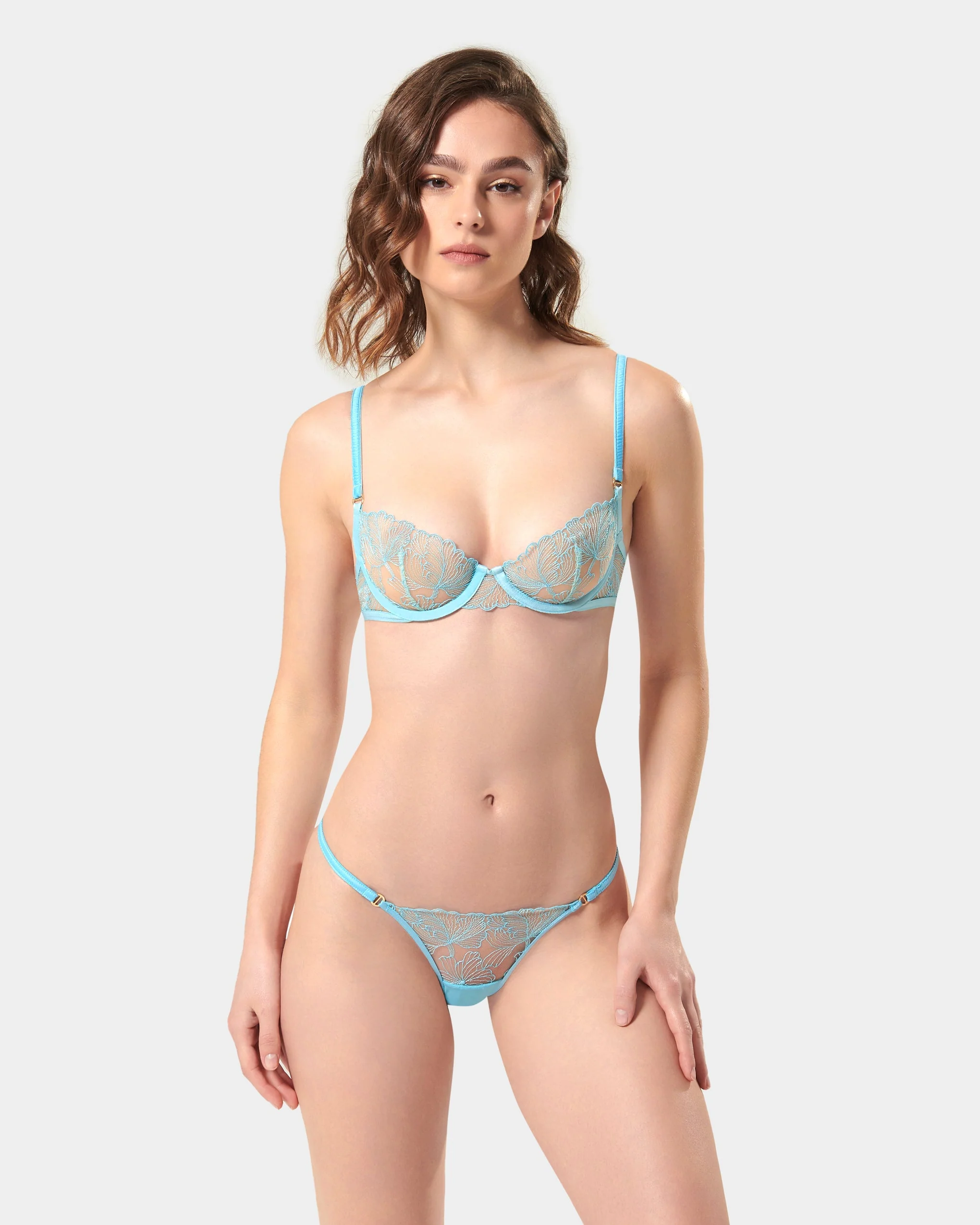 Alula Embroidered Sheer Bra Blue - Image 11