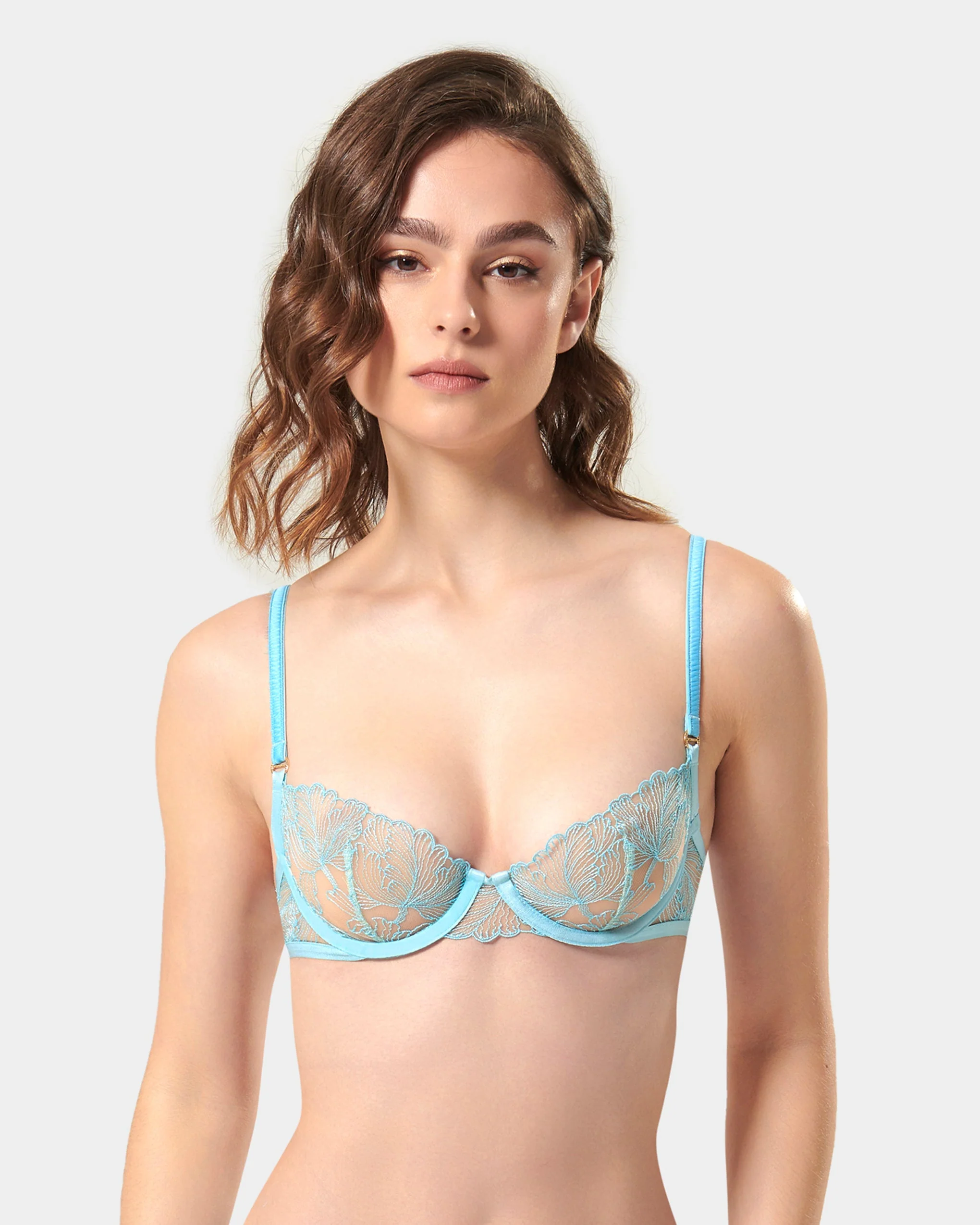 Alula Embroidered Sheer Bra Blue - Image 9