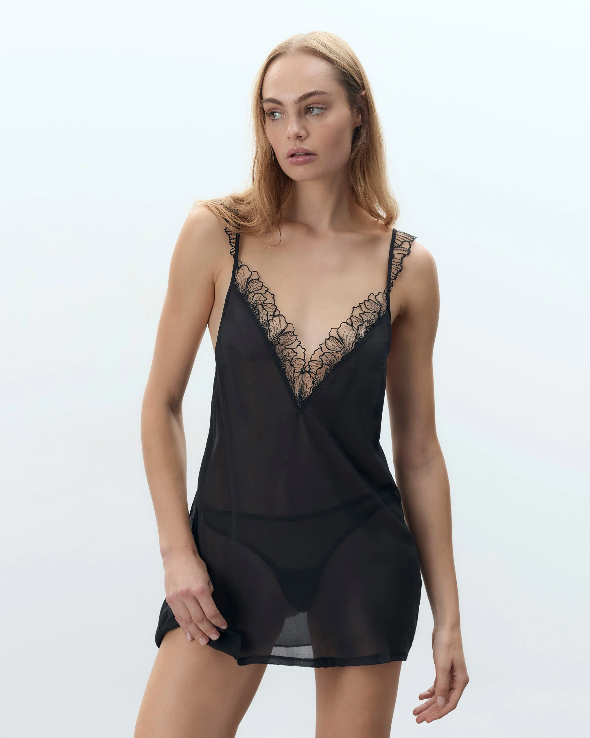 Amarosa Sheer Chemise Black - Image 3