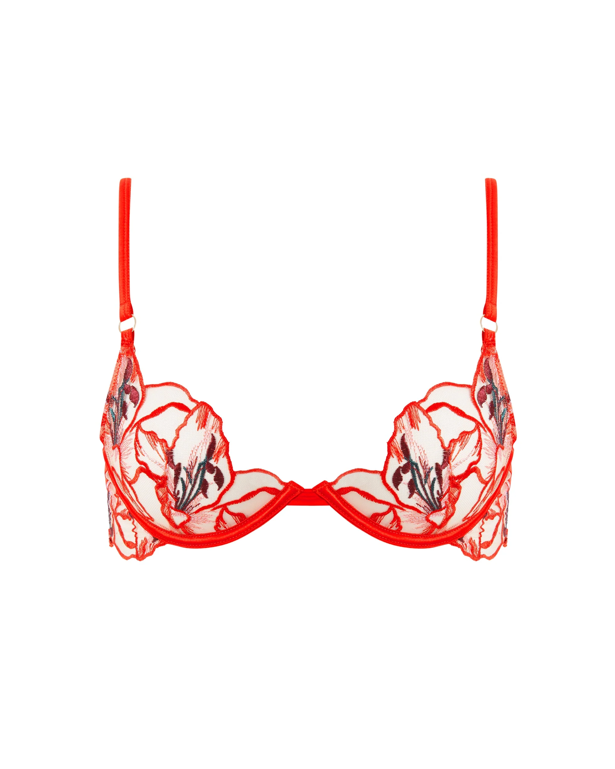 Asha Sheer Floral Bra Red - Image 5