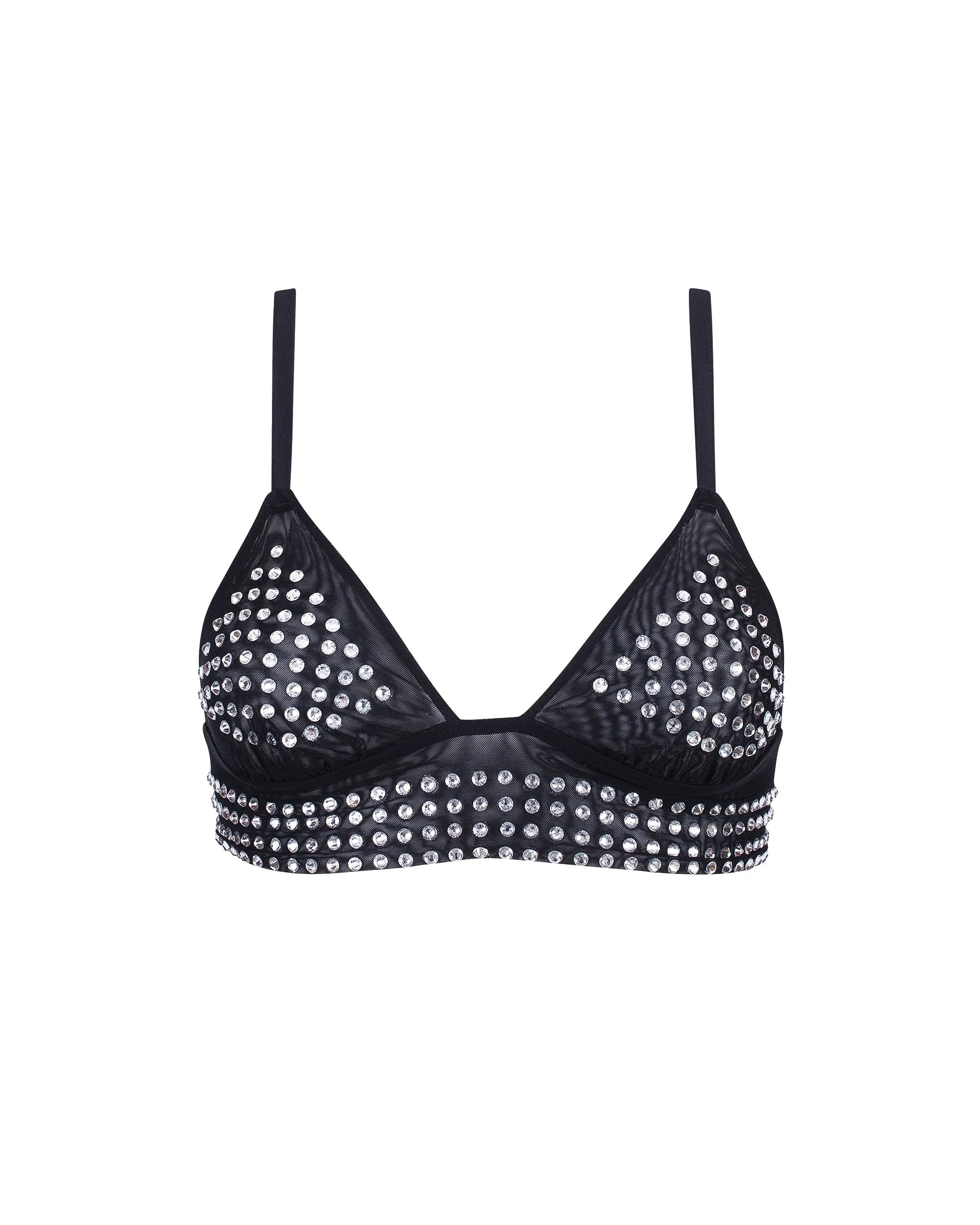 BB x Ashish Silver Diamante Satin and Mesh Soft Bralette - Image 5