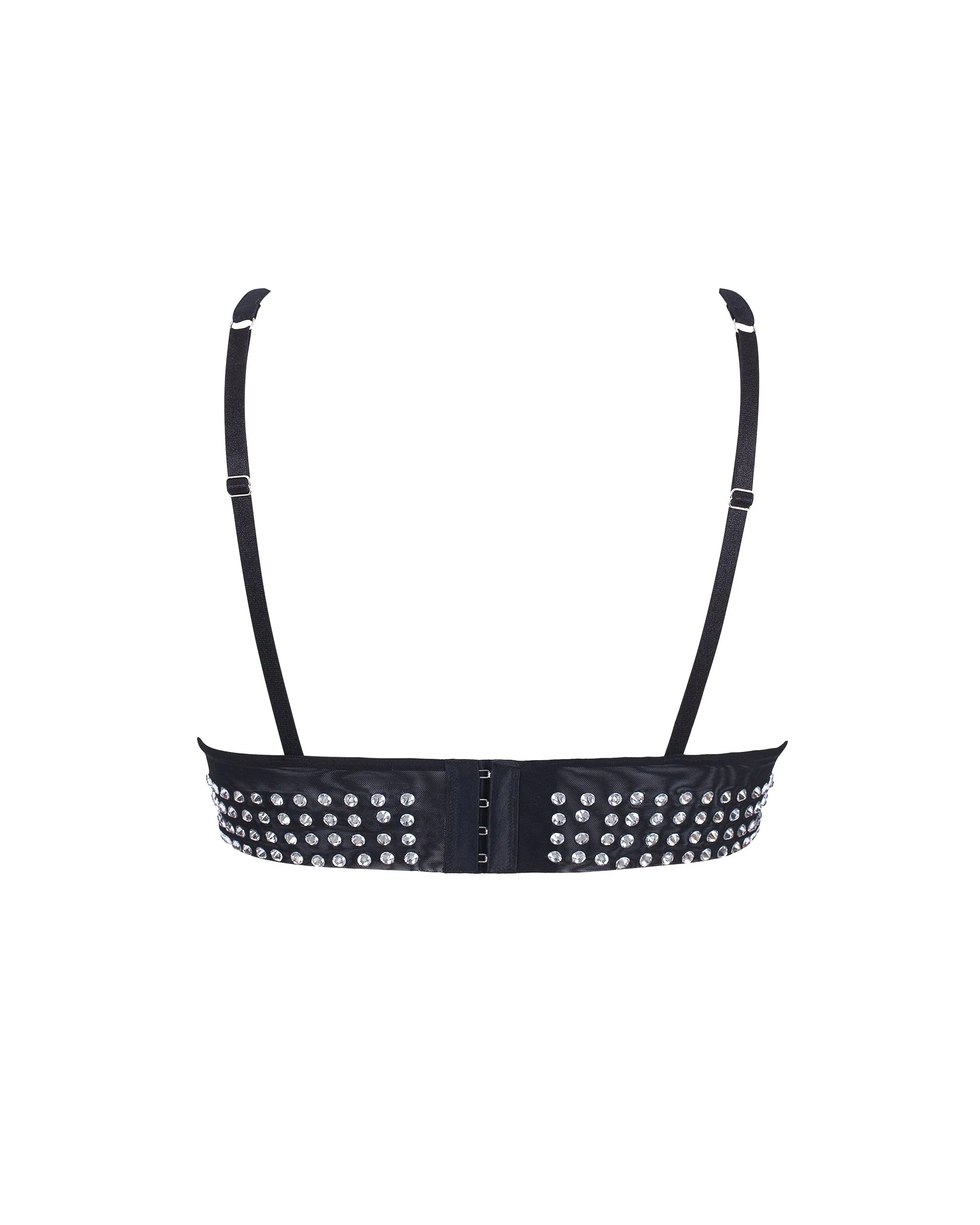 BB x Ashish Silver Diamante Satin and Mesh Soft Bralette - Image 6