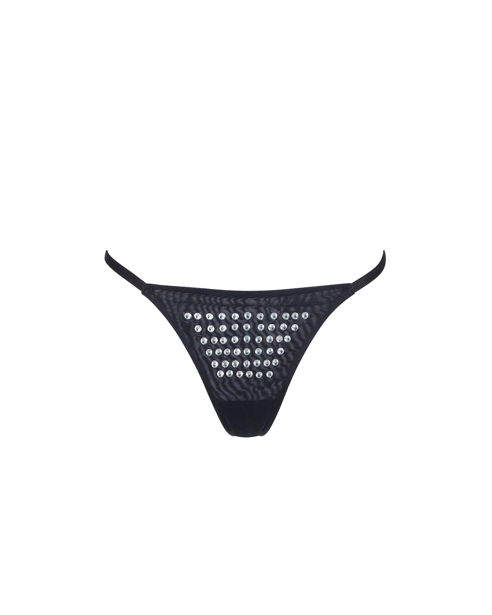 BB x Ashish Silver Diamante Satin and Mesh Thong - Image 5