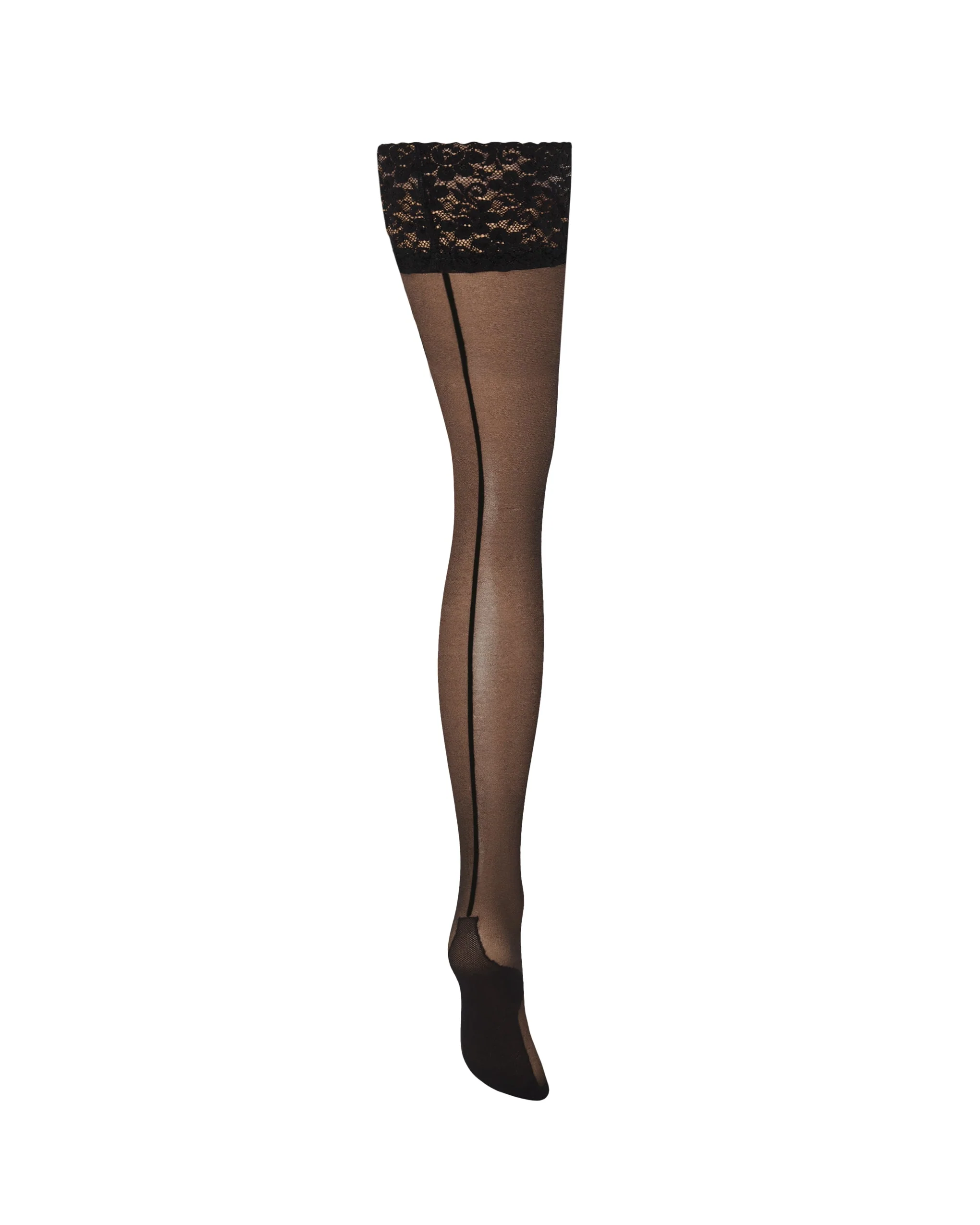 Back Seam Leg/Lace Top Hold Ups Black - Image 5