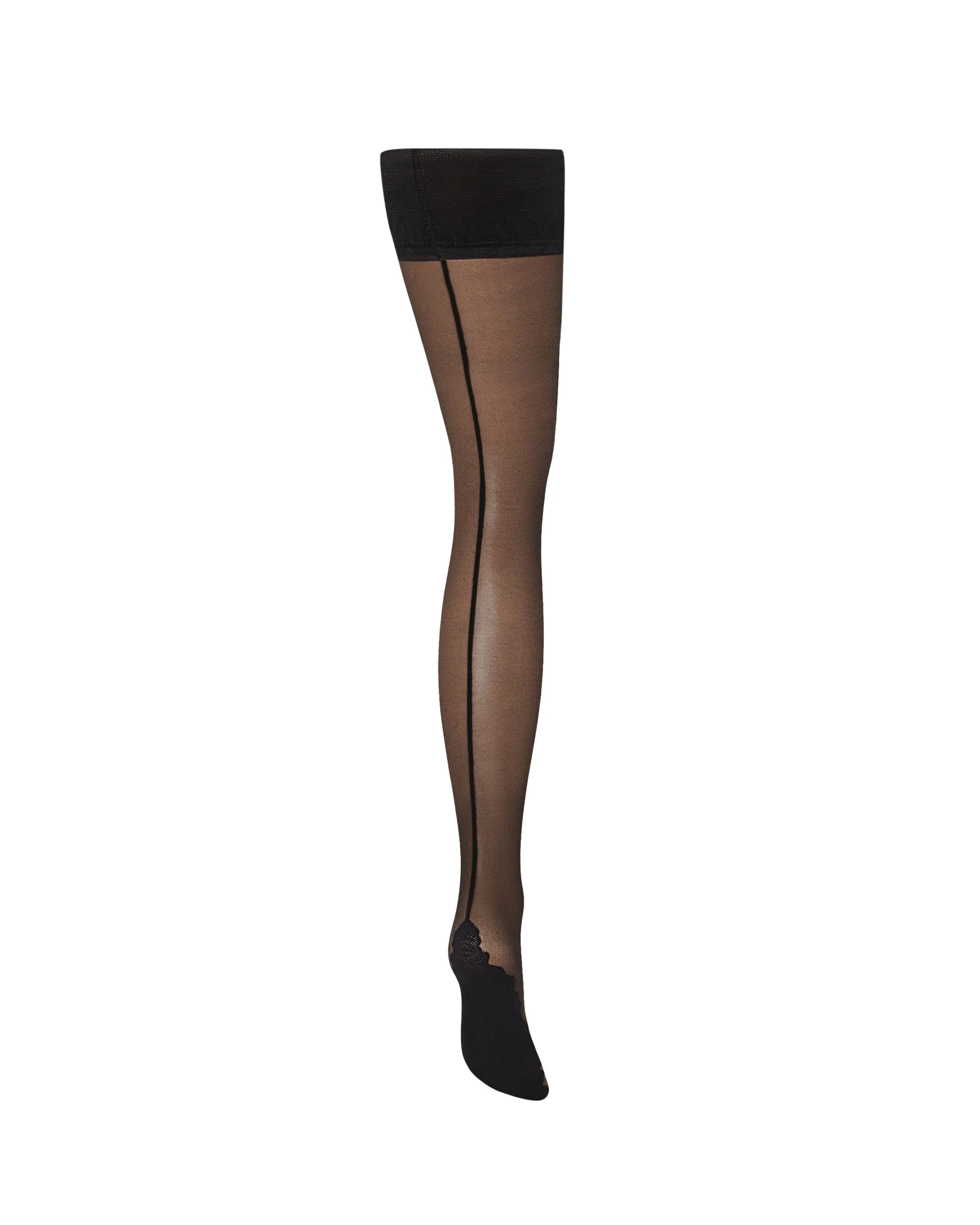 Back Seam Leg/Plain Top Hold Ups Black - Image 5
