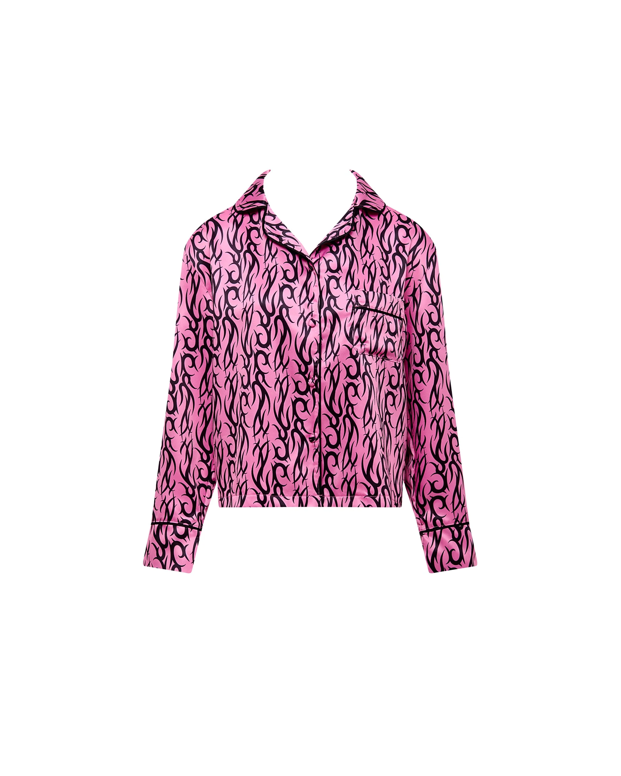 BB x Ashley Williams Tattoo Print Luxury Satin Shirt - Image 5