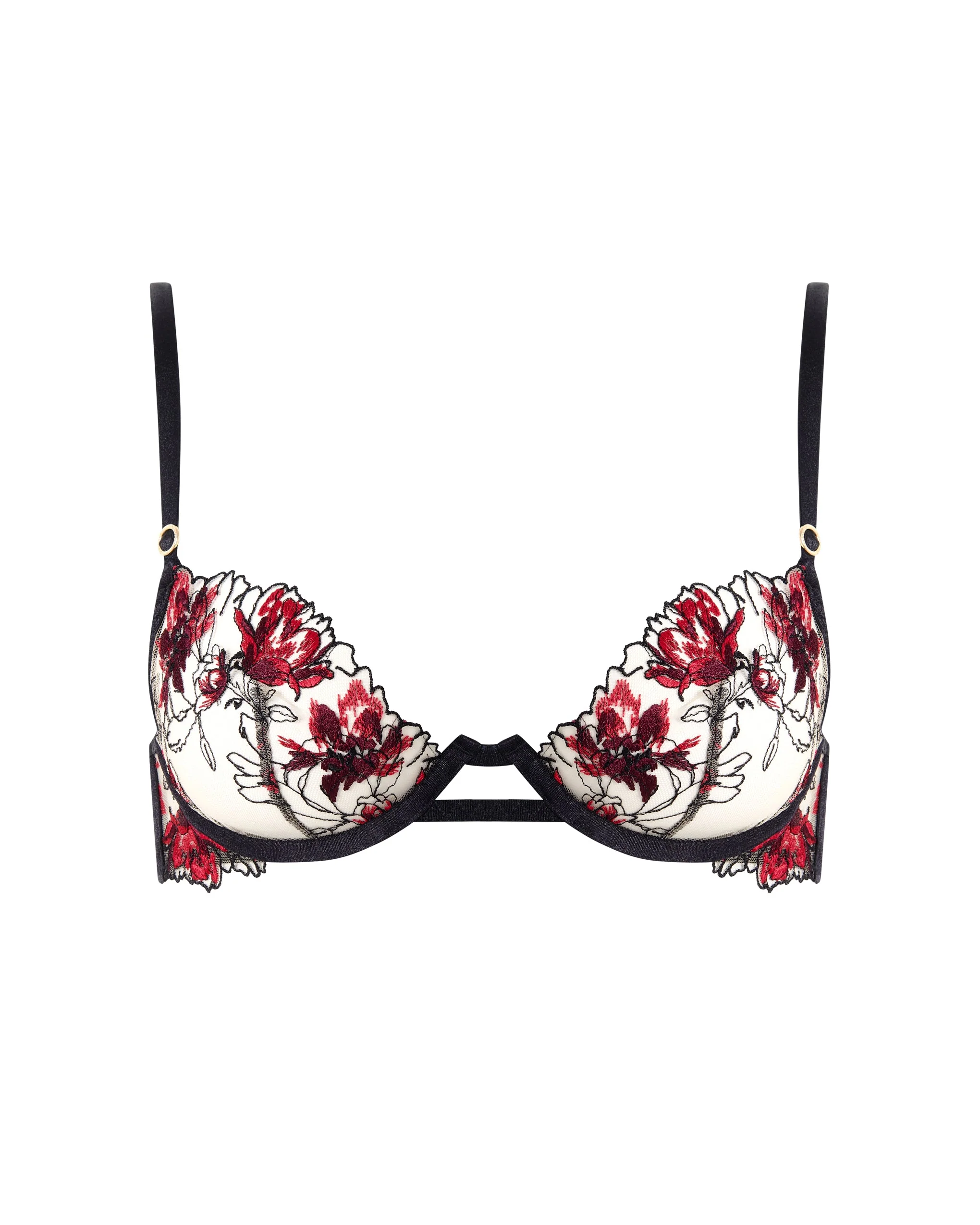 Calista Sheer Floral Bra Black/Cherry - Image 5