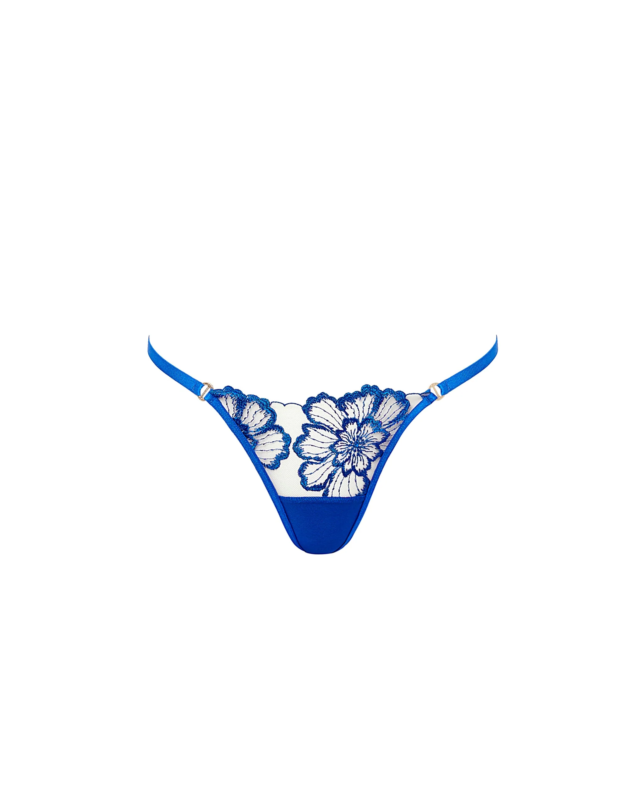 Catalina Embroidered Sheer Thong Blue - Image 5