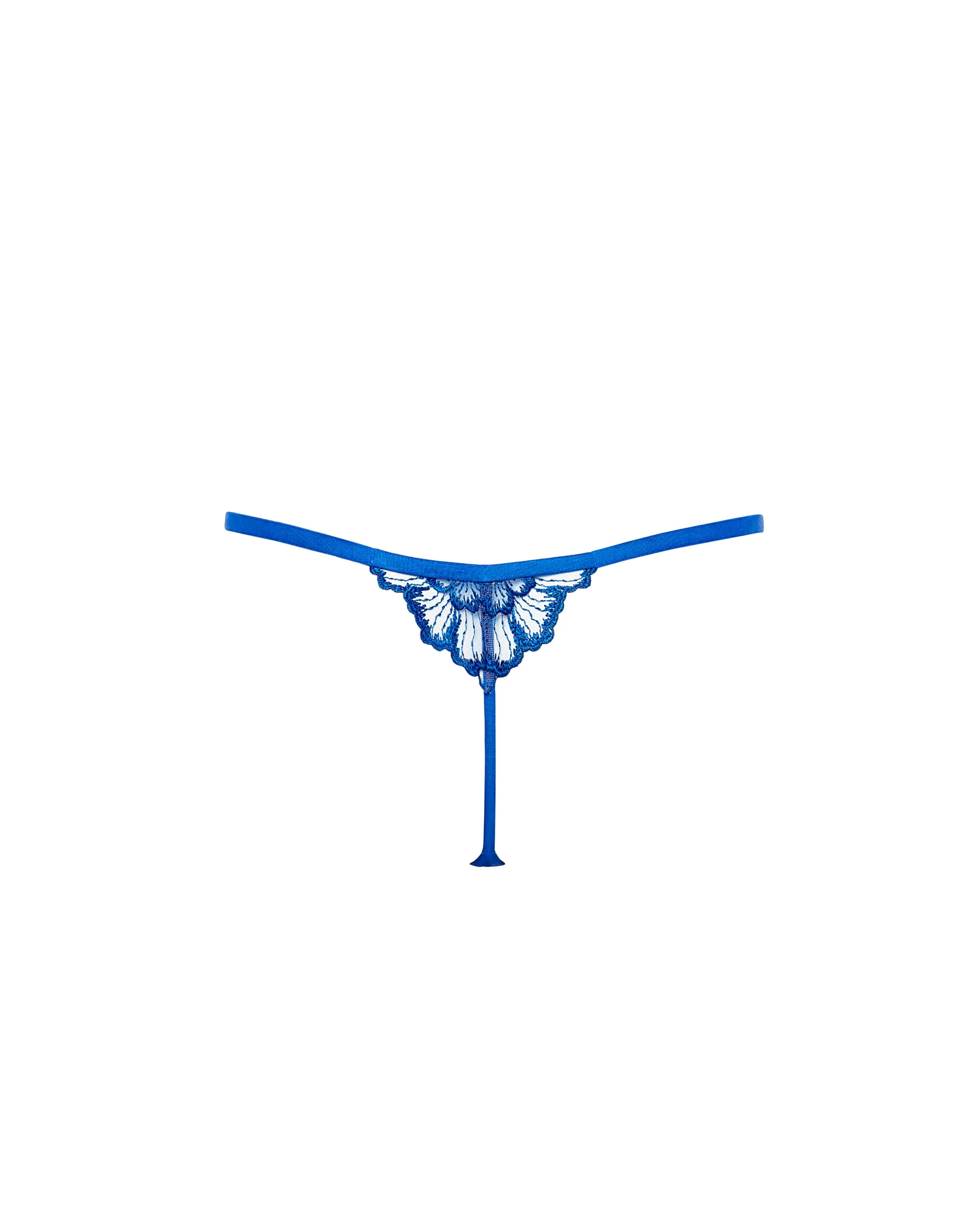 Catalina Embroidered Sheer Thong Blue - Image 6
