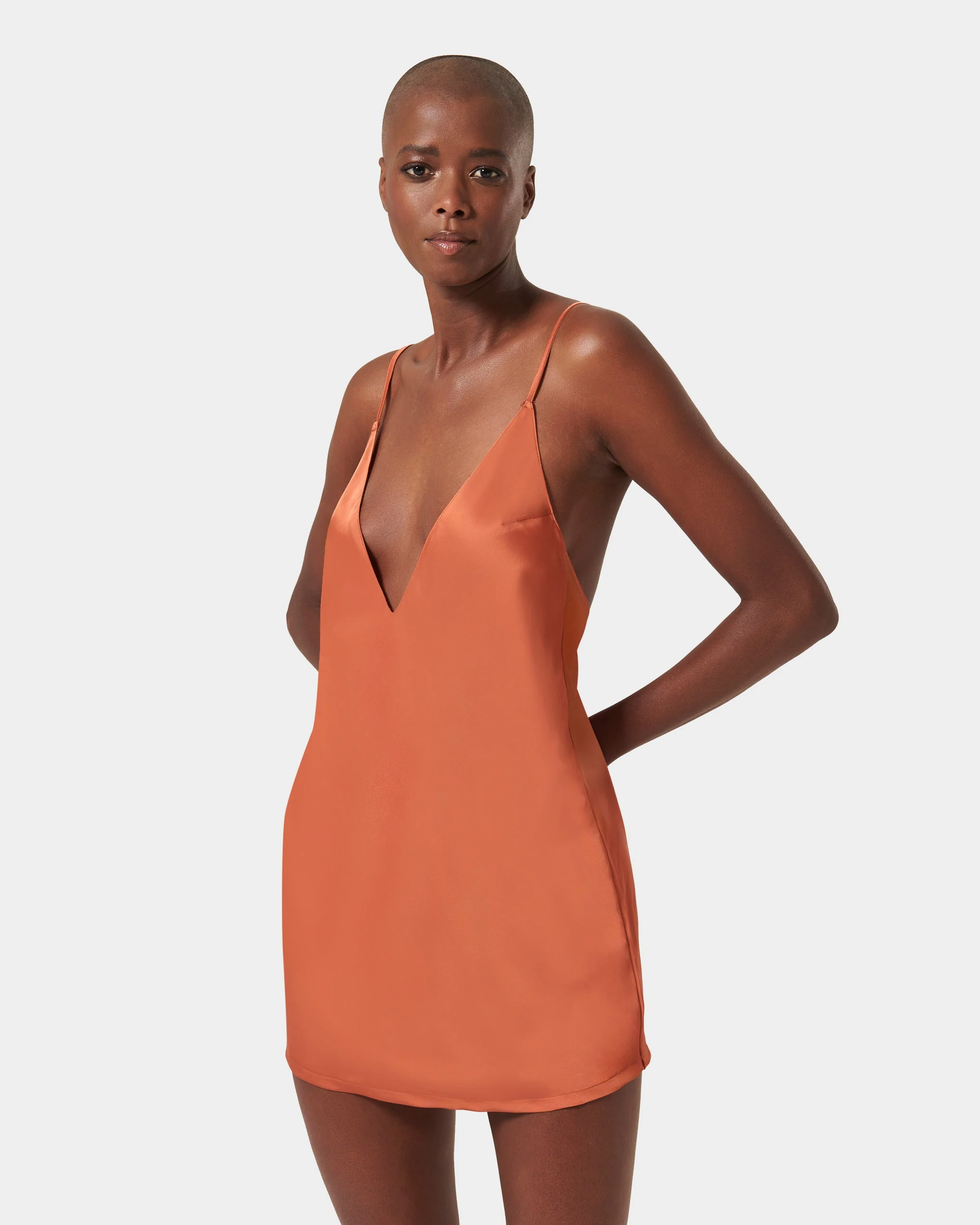 Clea Satin Chemise Baked Clay - Image 2