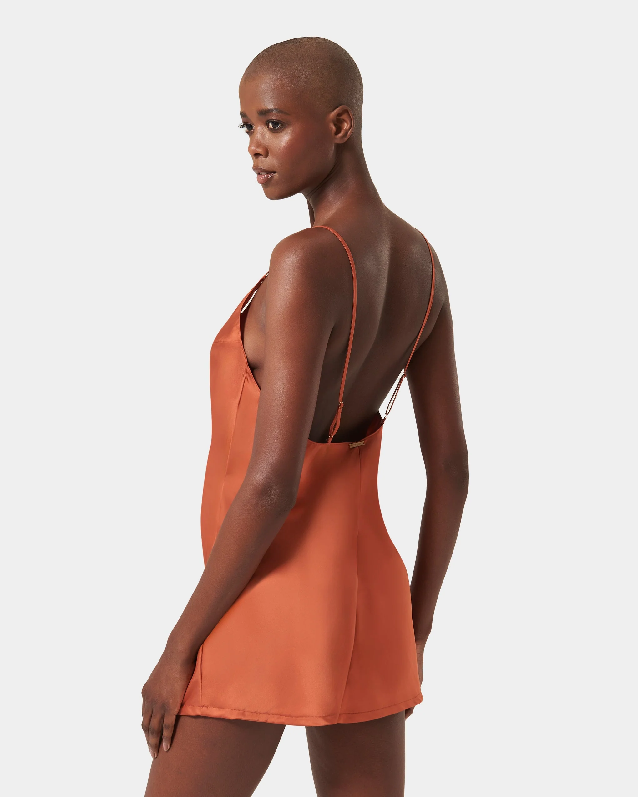 Clea Satin Chemise Baked Clay - Image 3