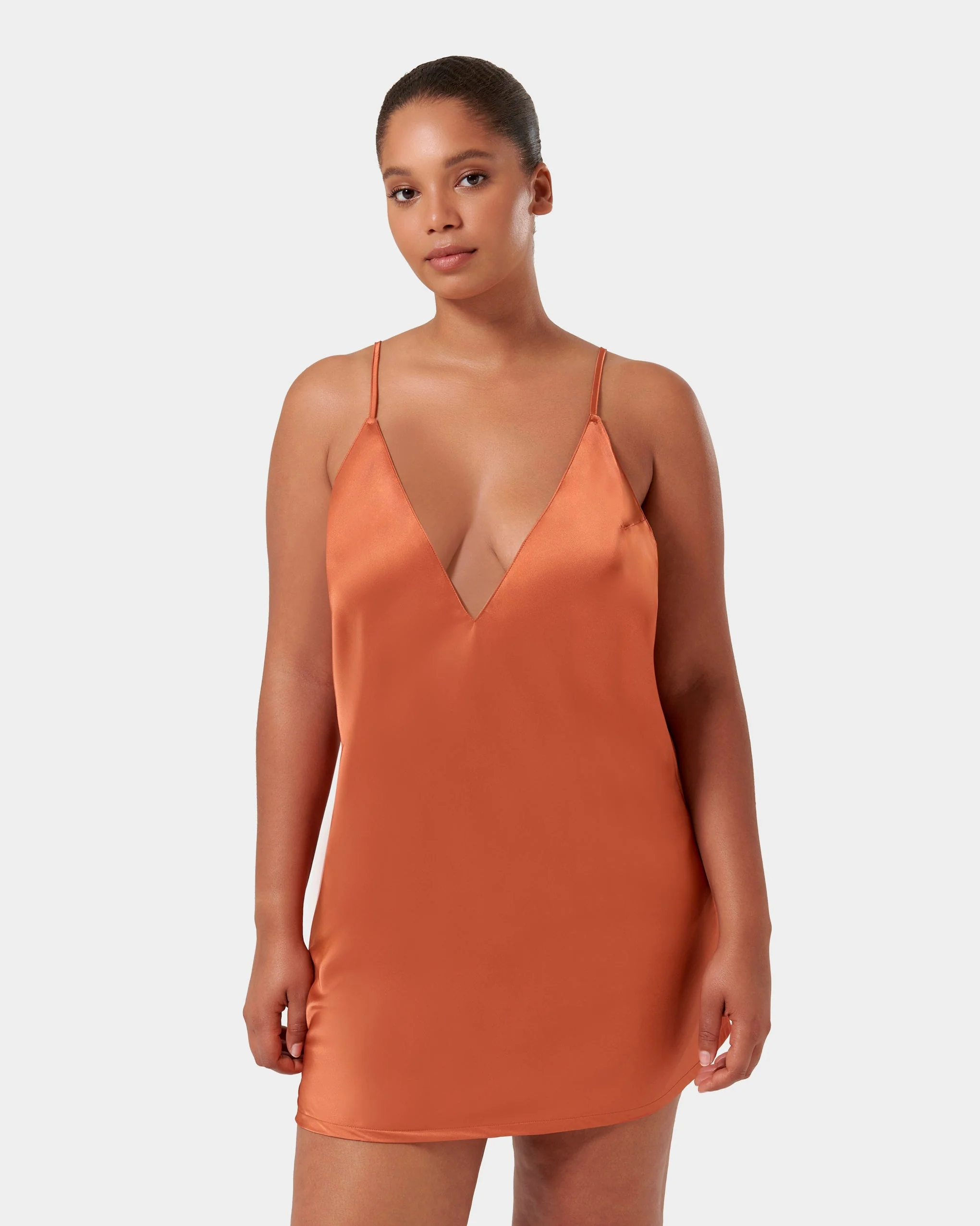Clea Satin Chemise Baked Clay - Image 7
