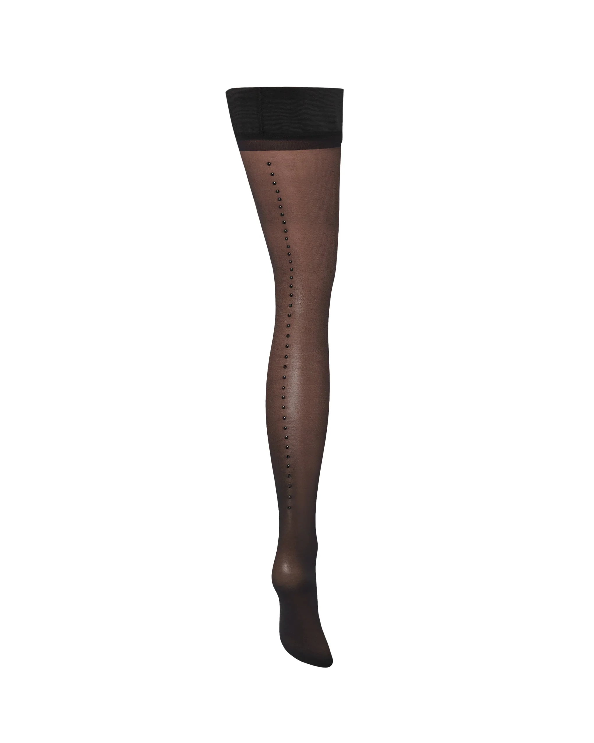 Diamante Back Seam Leg/Plain Top Stockings Black - Image 5