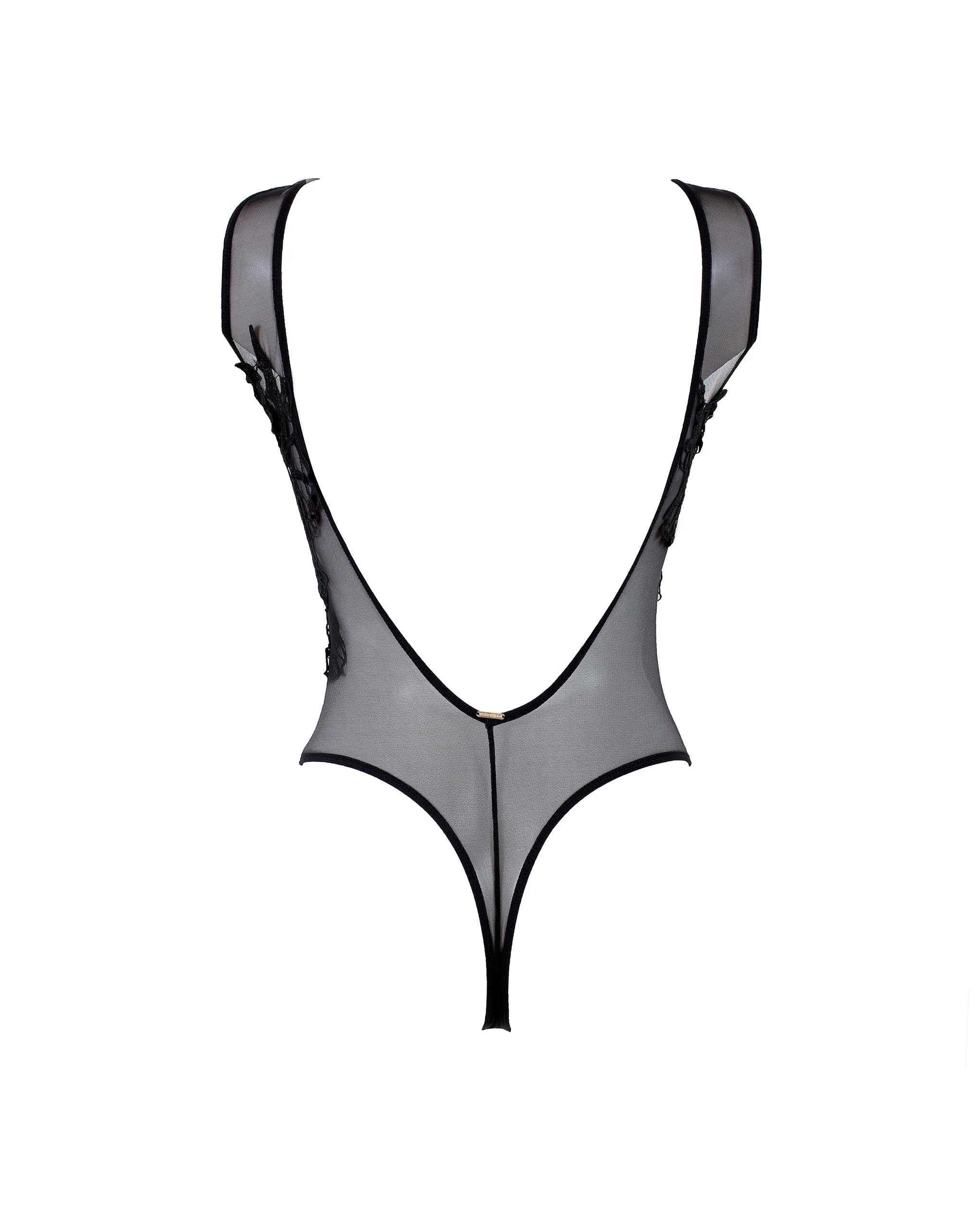 Etienne Embroidered Sheer Bodysuit Black - Image 6