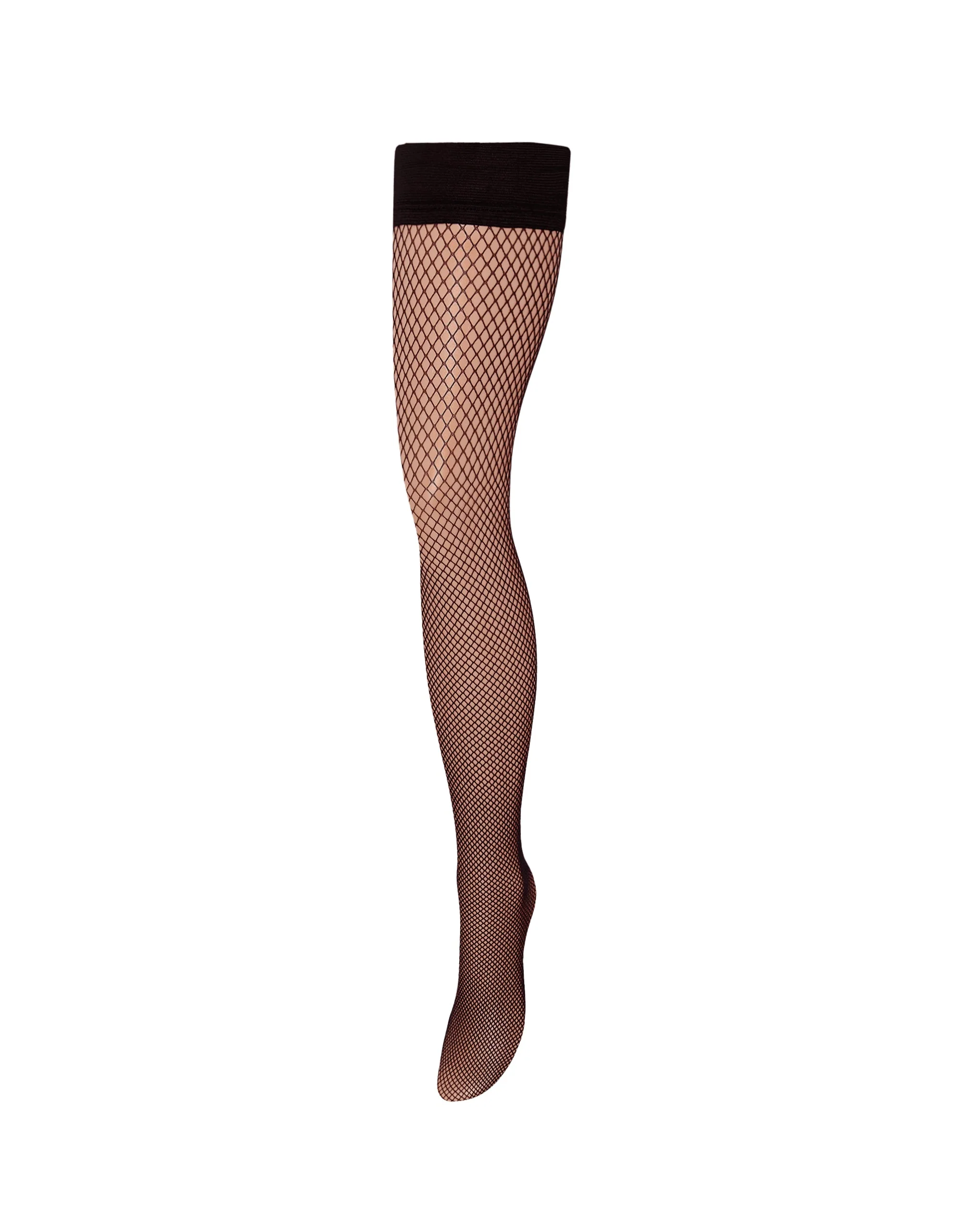 Fishnet Leg/Plain Top Hold Ups Black - Image 5