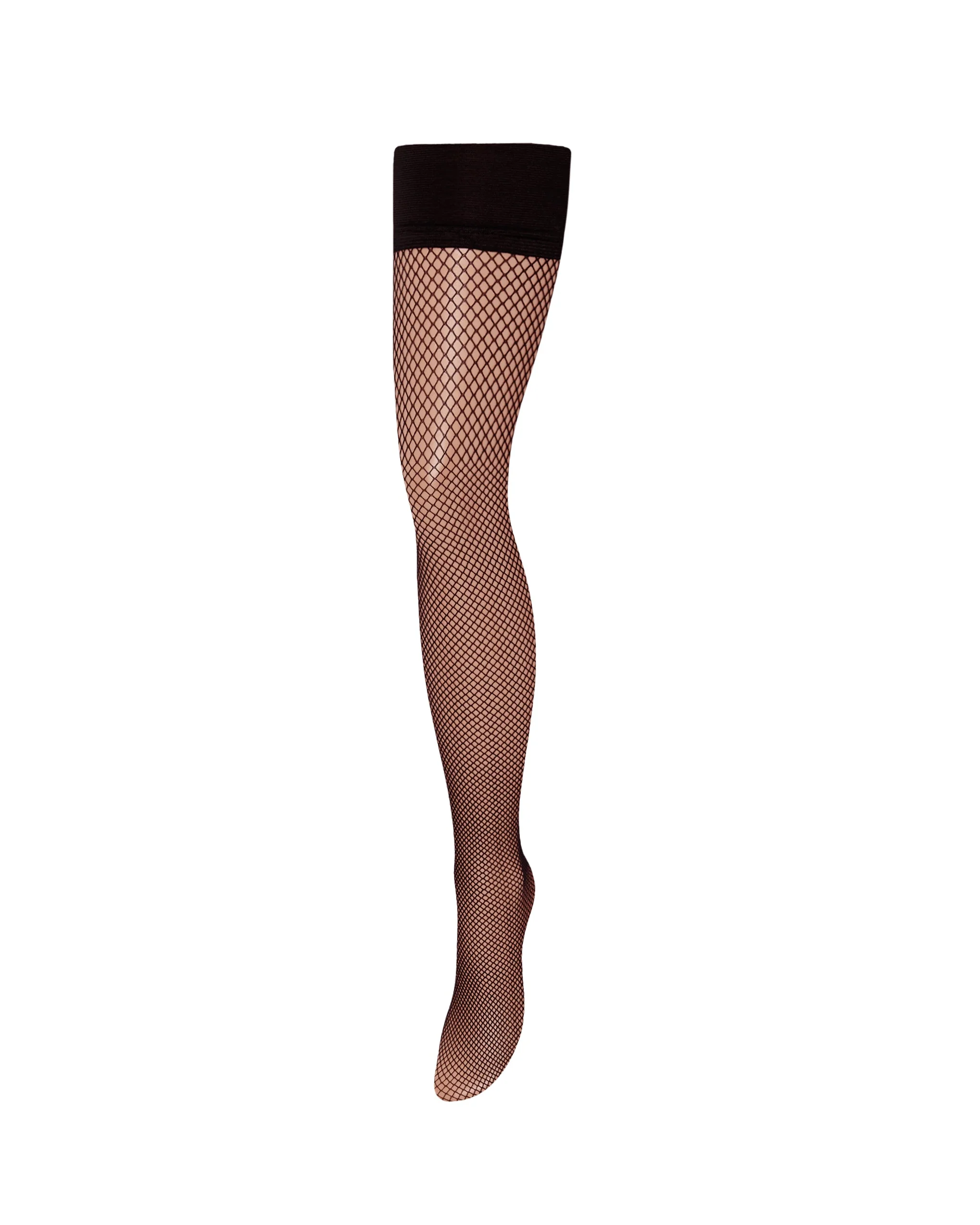 Fishnet Leg/Plain Top Stockings Black - Image 5