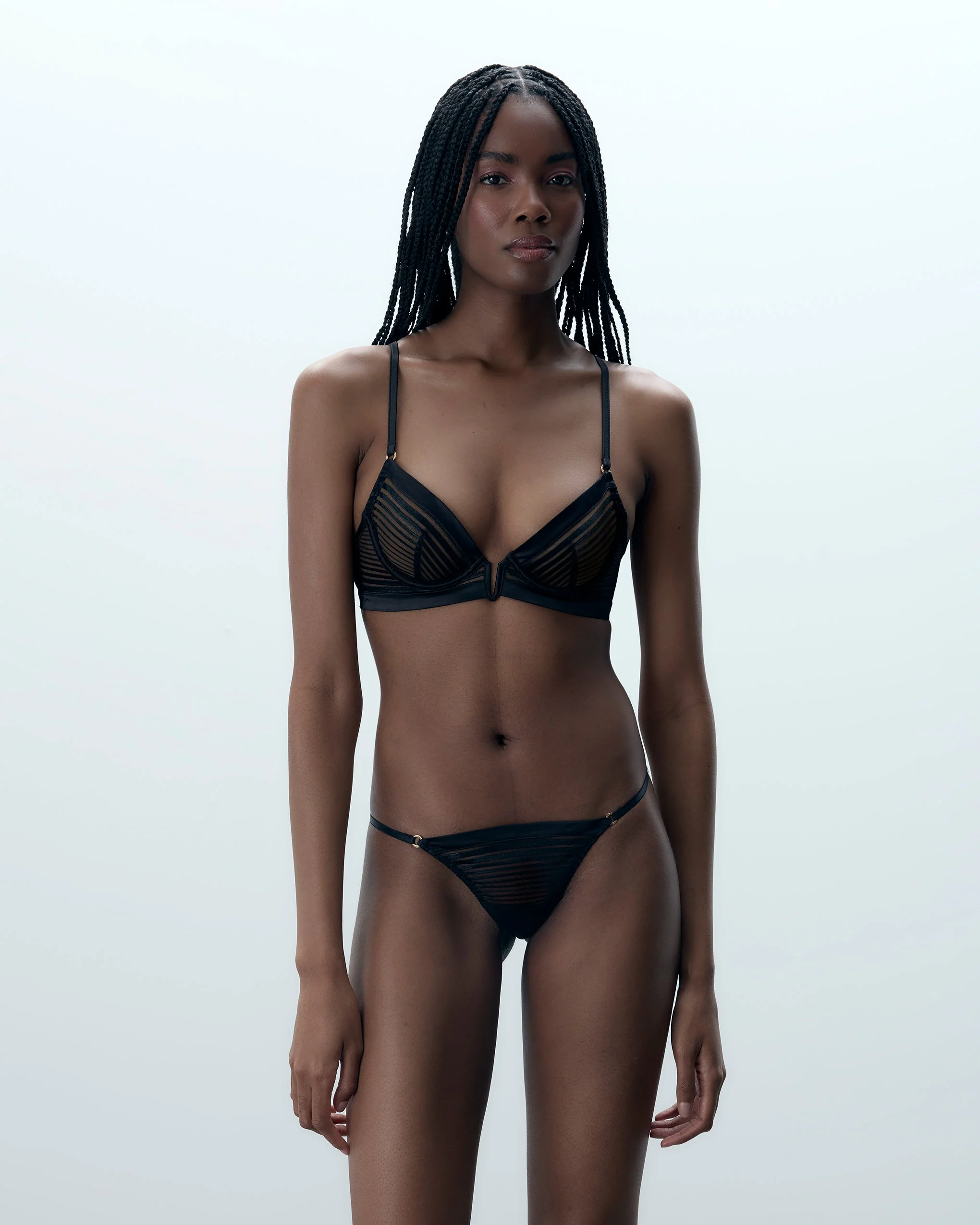 Flyn Embroidered Thong Black - Image 2