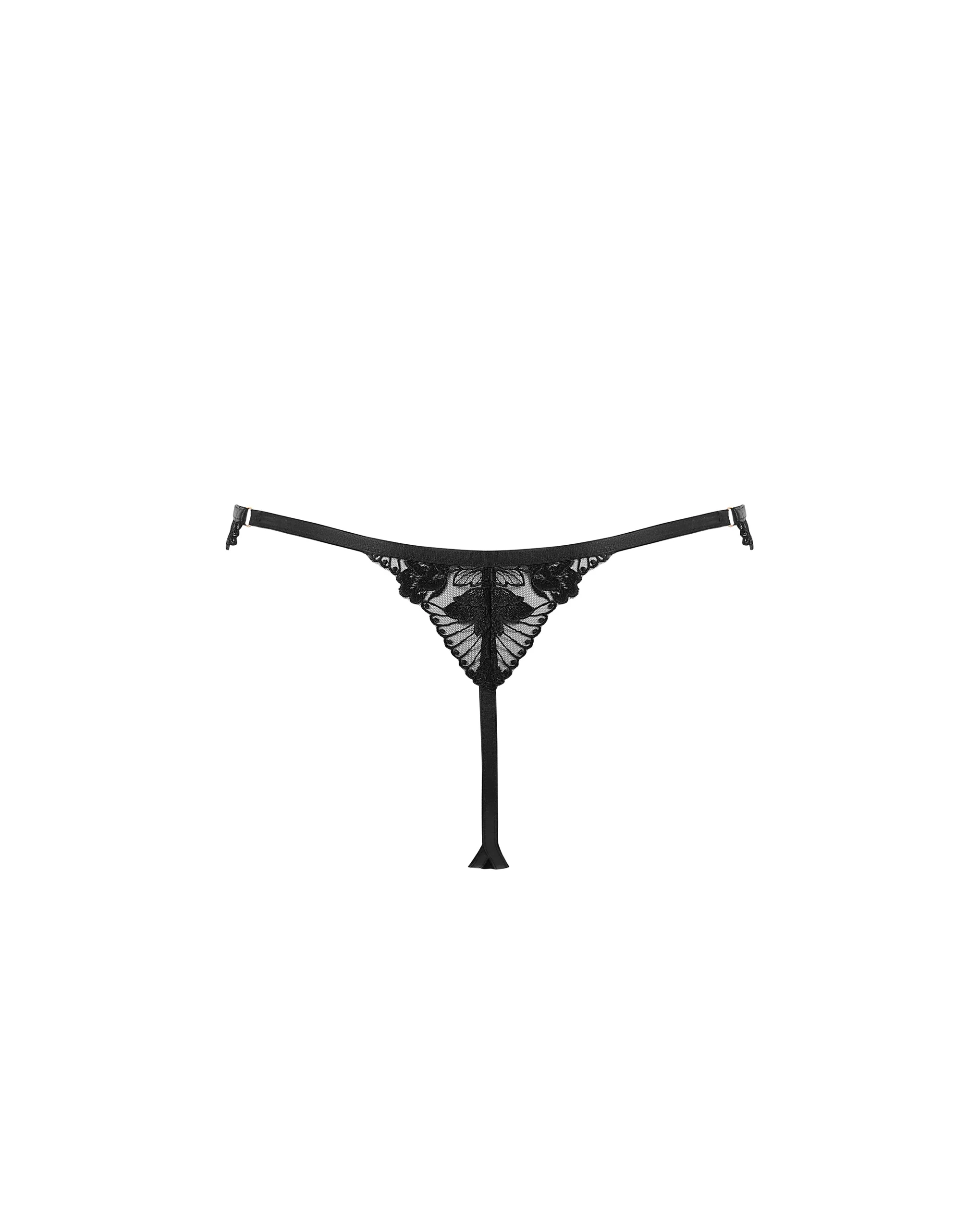 Gabriella Floral Embroidered Thong Black - Image 6