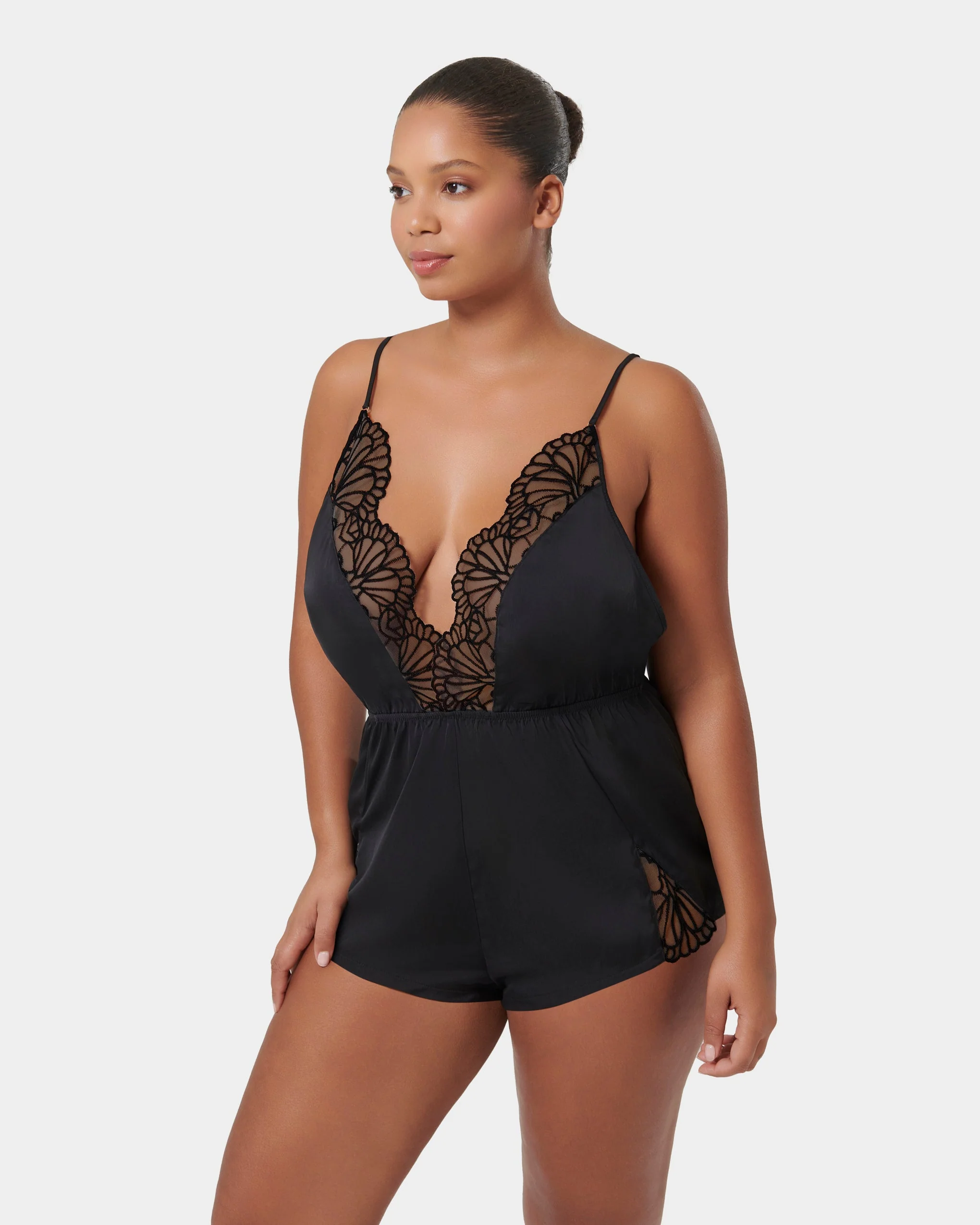 Genevieve Luxury Satin Teddy Black/Sheer - Image 7