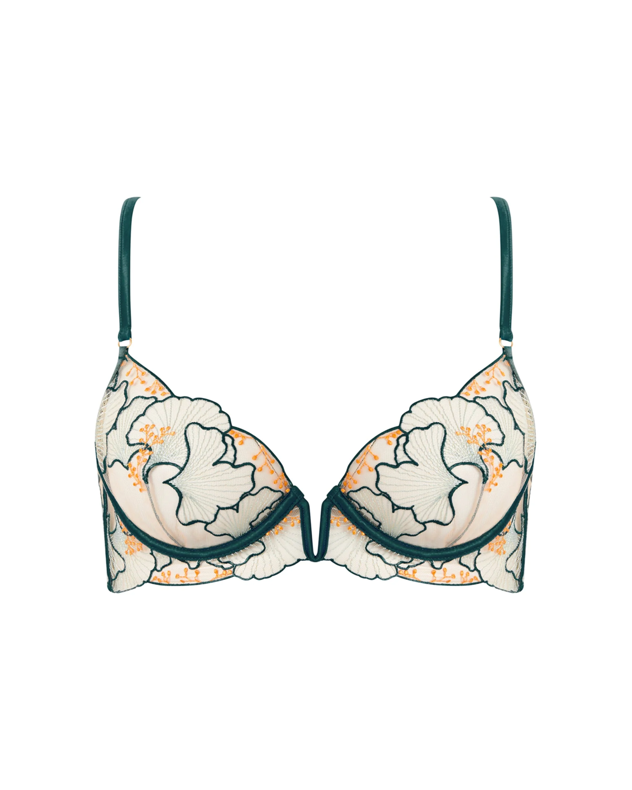 Gianna Sheer Longline Bra Green/Orange - Image 5