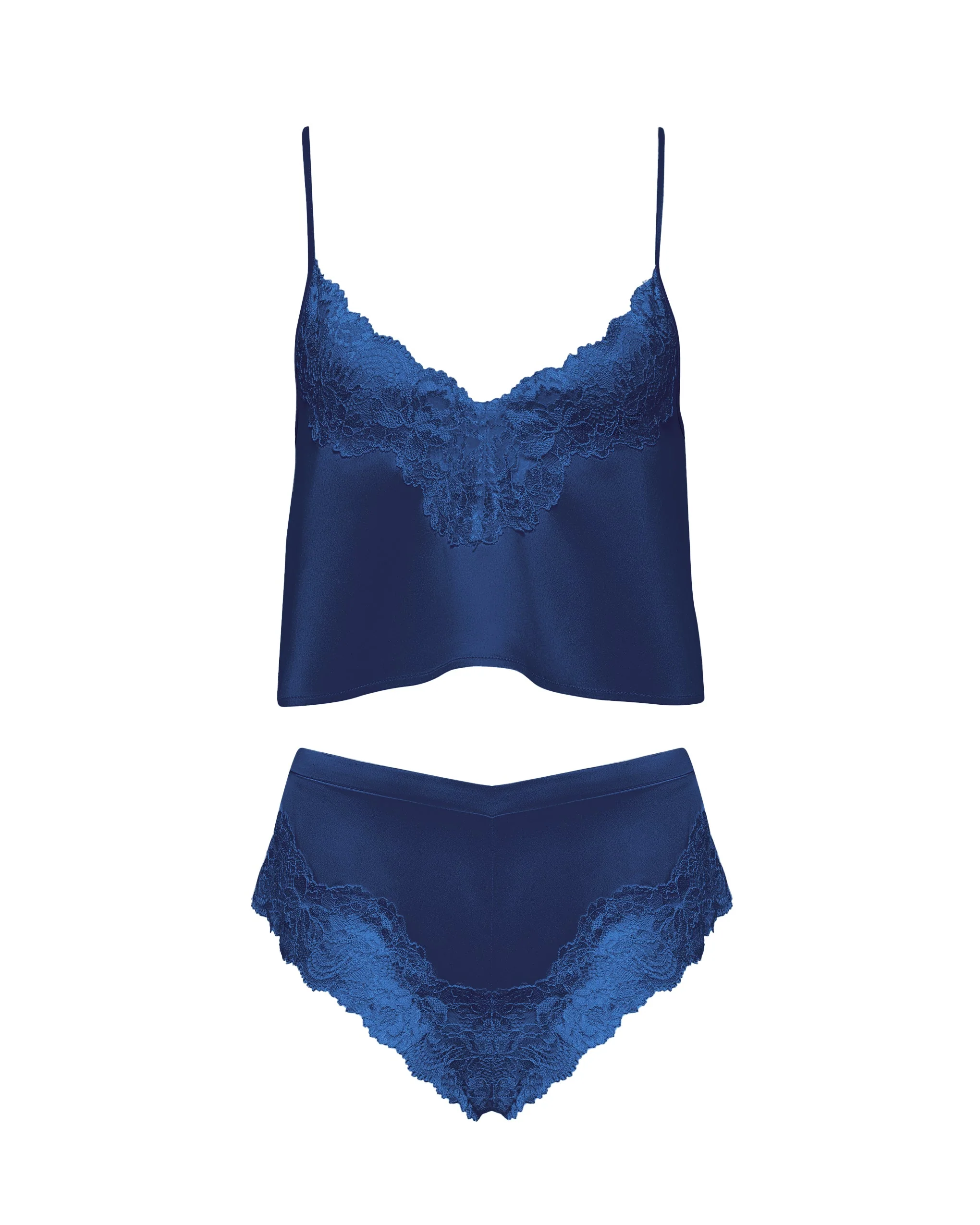 Isabella Satin Cami and Short Set Navy - Image 5