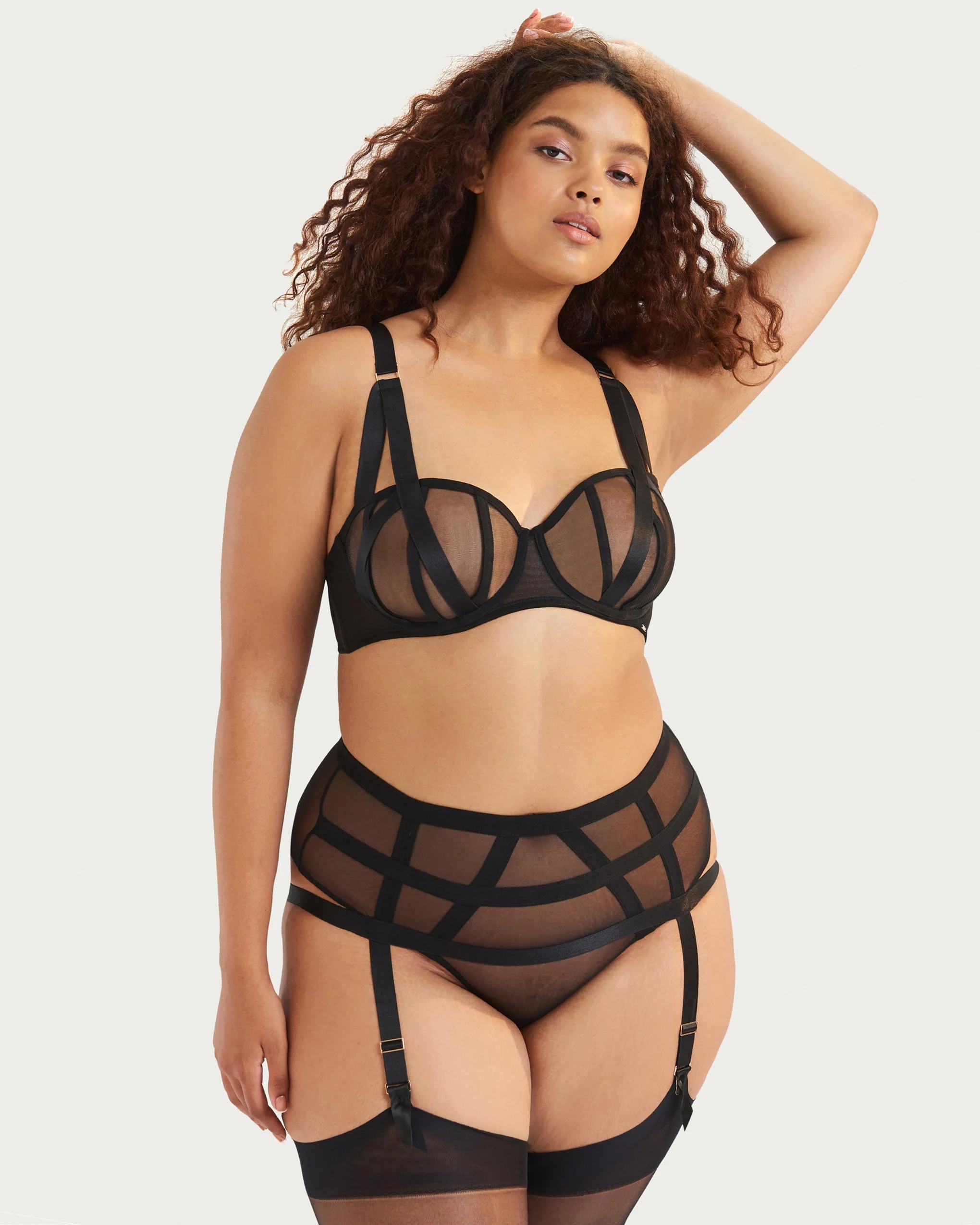 Karolina Suspender Thong in Black - Image 9
