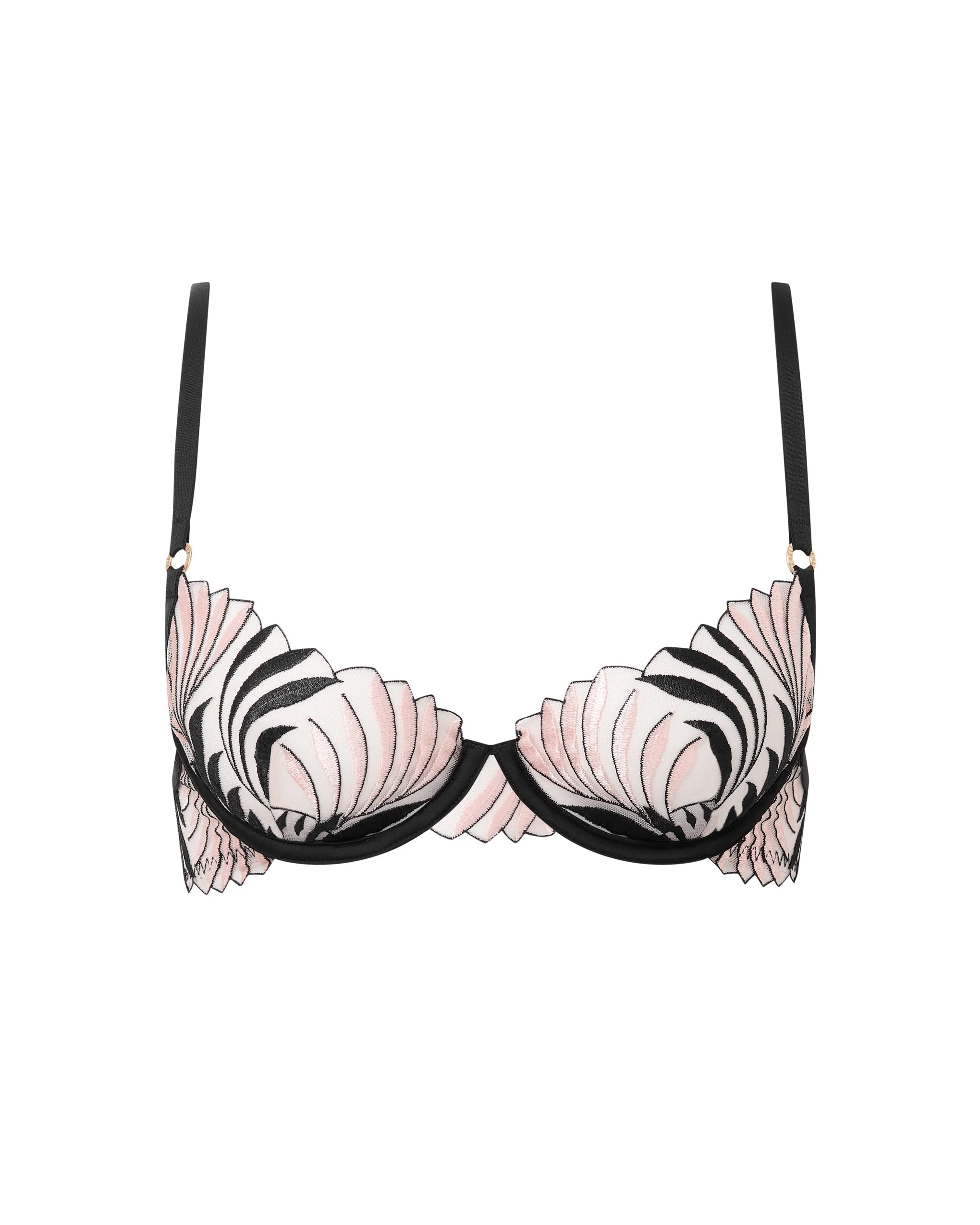 Katerine Embroidered Sheer Bra Black/Pearl - Image 5