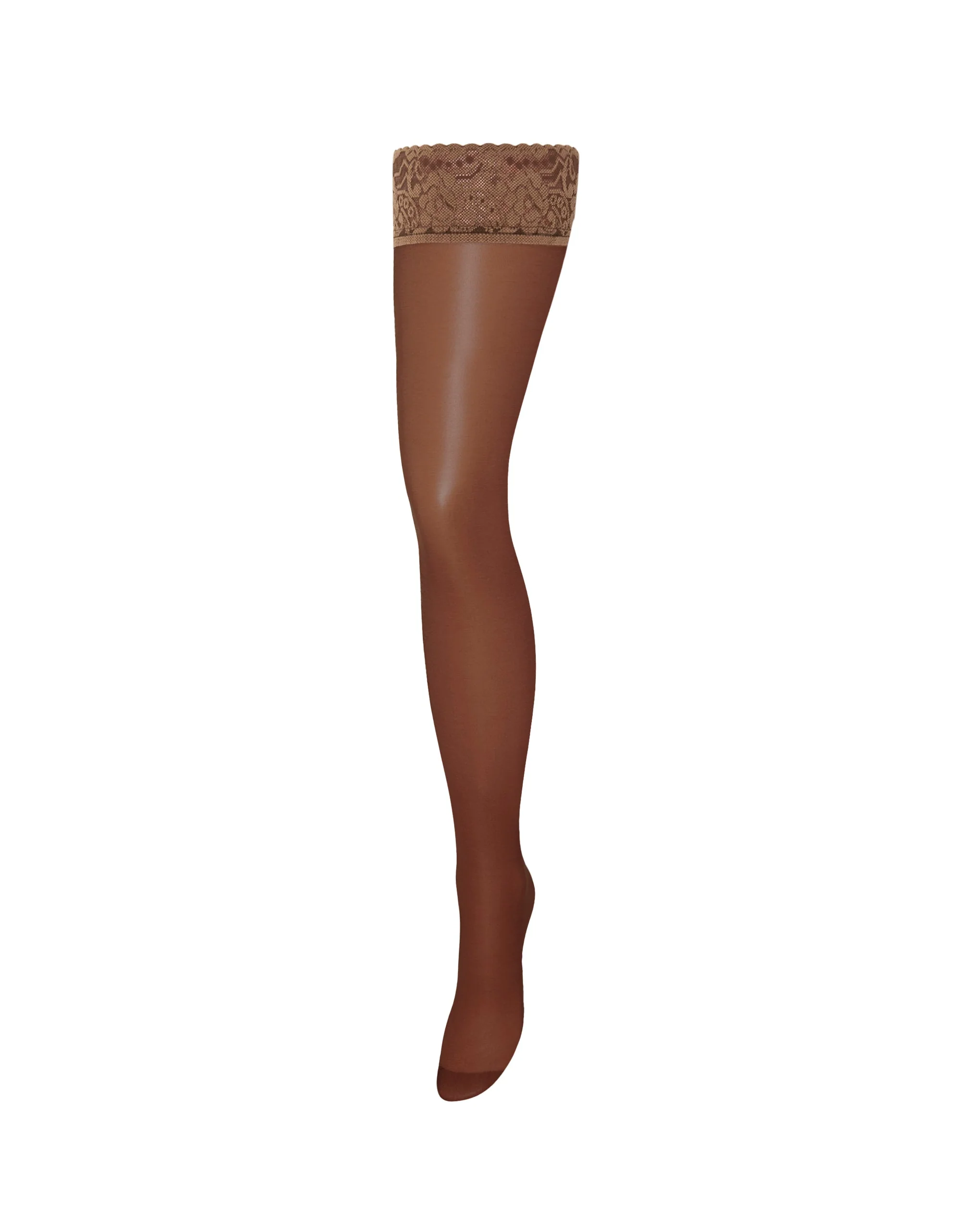 Plain Leg/Lace Top Hold Ups Berry - Image 5