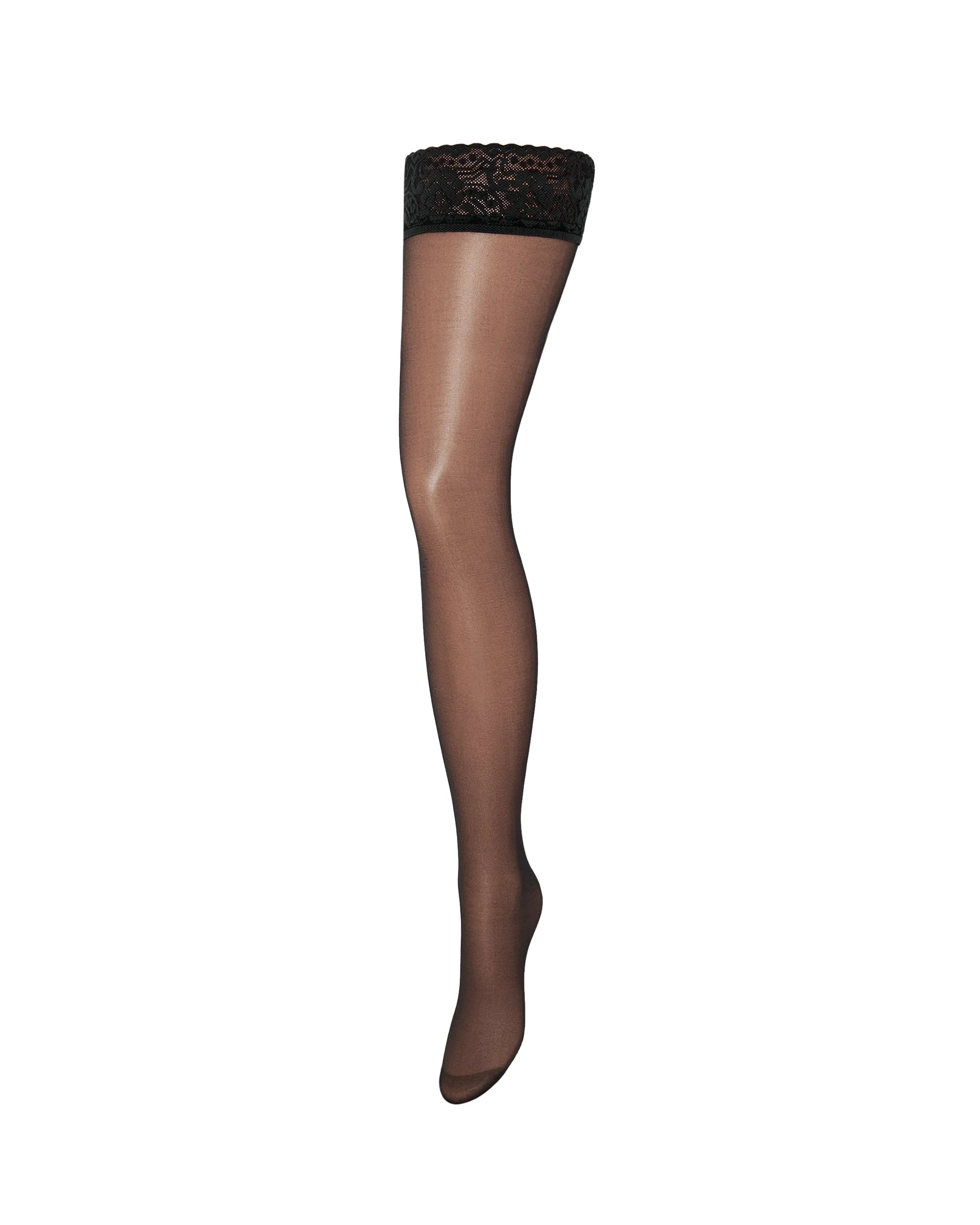 Plain Leg/Lace Top Hold Ups Black - Image 5