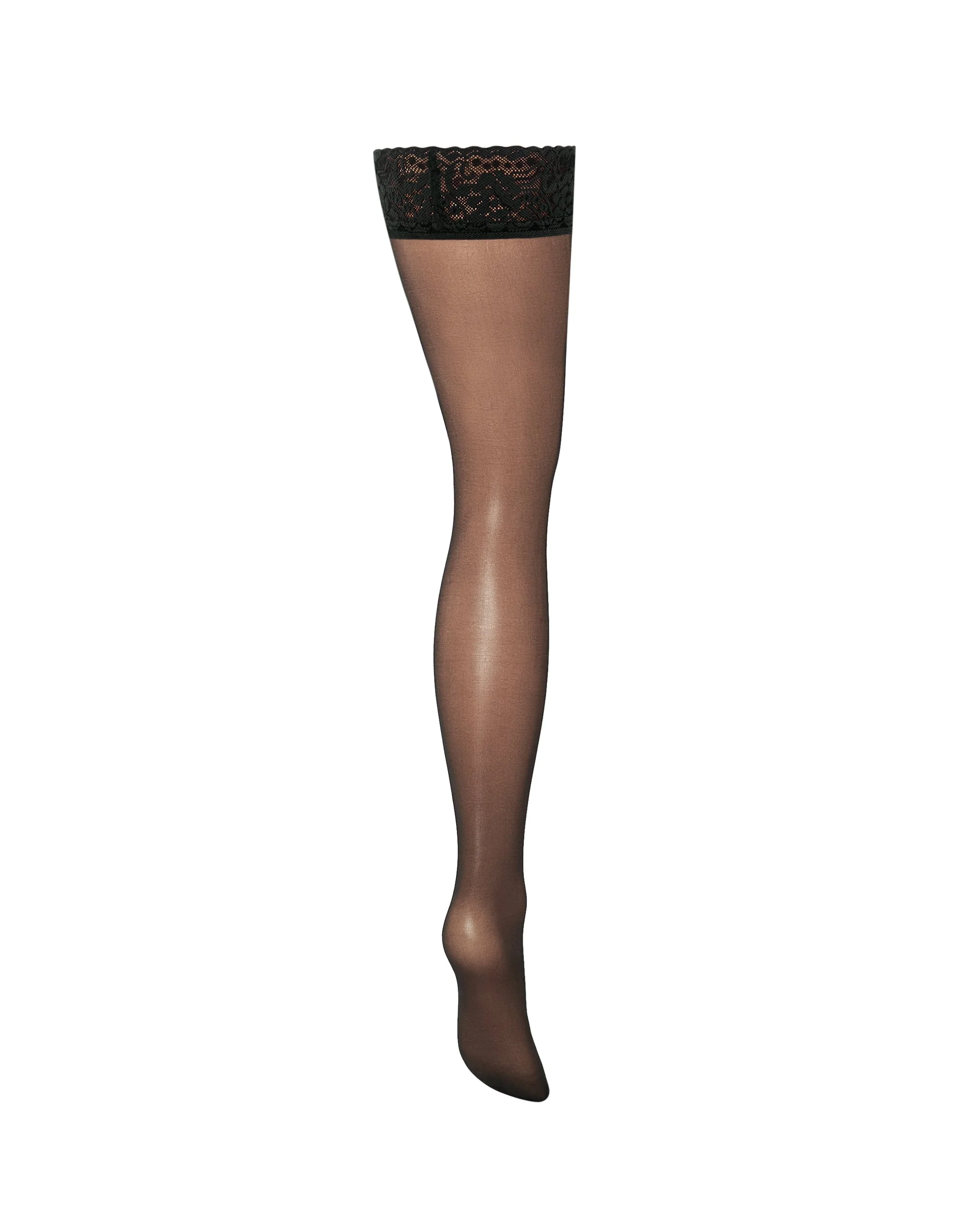 Plain Leg/Lace Top Hold Ups Black - Image 6