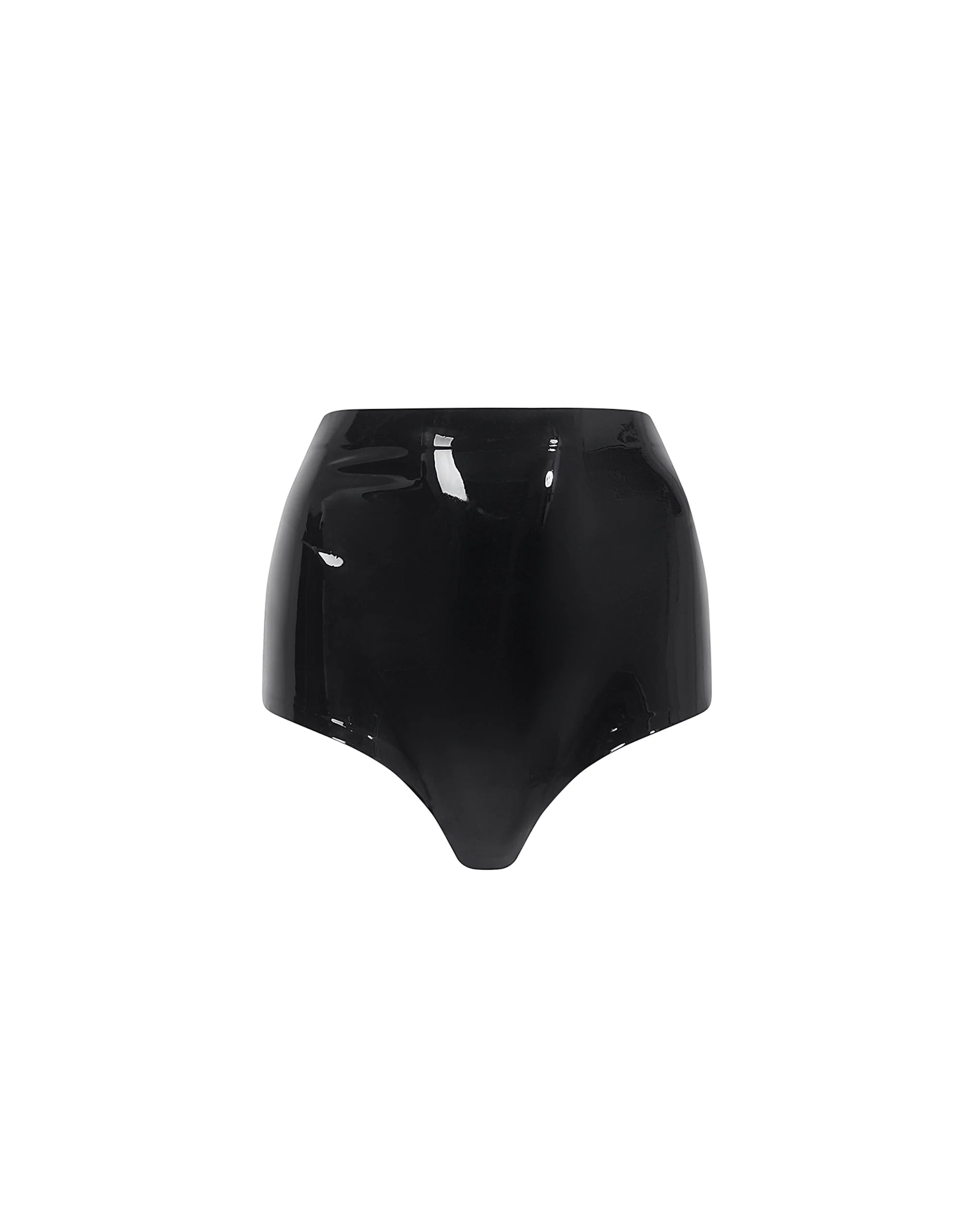 Latex High-Waisted Hot Pants Black - Image 5