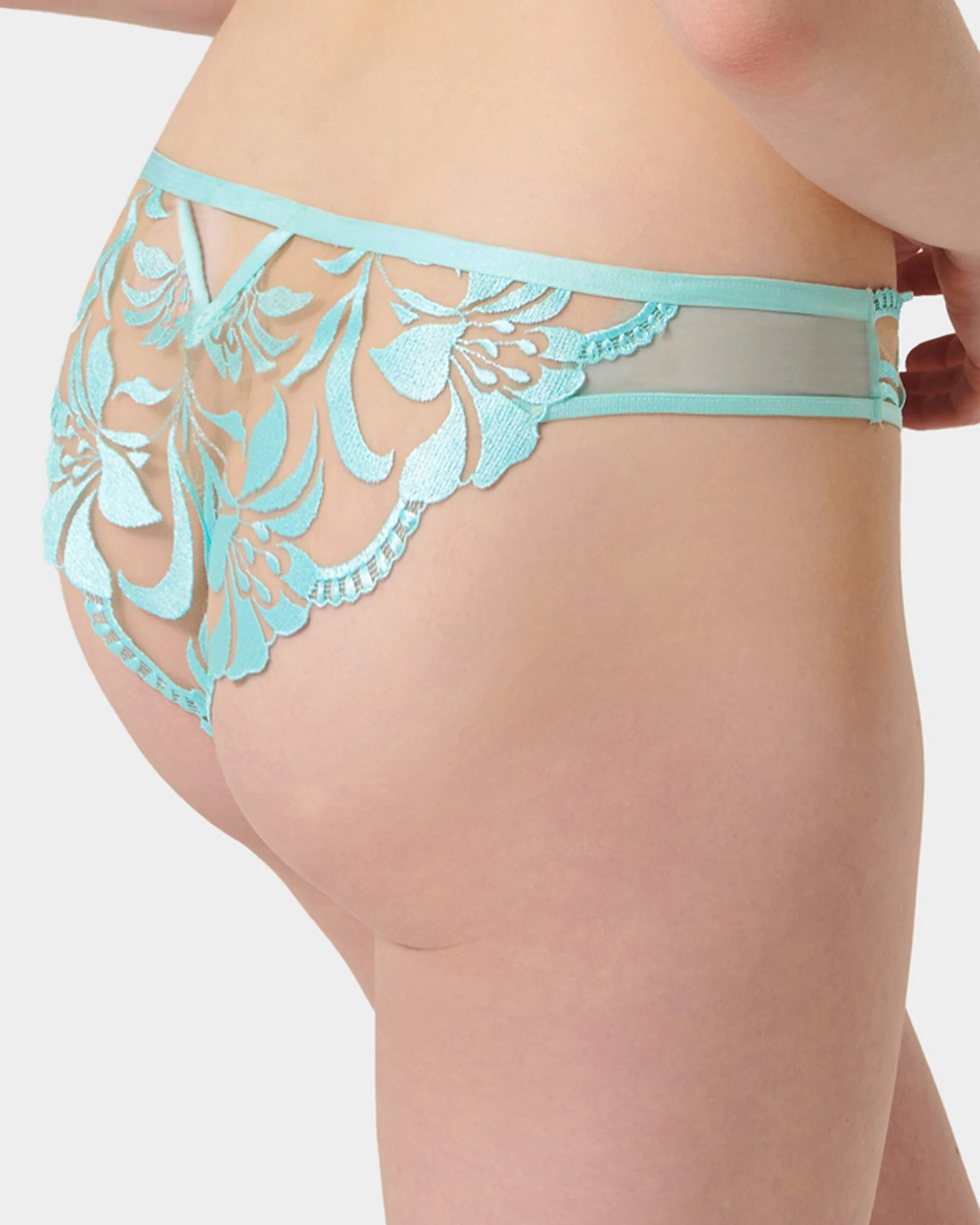 Leonora Floral Embroidered Brief Blue - Image 3