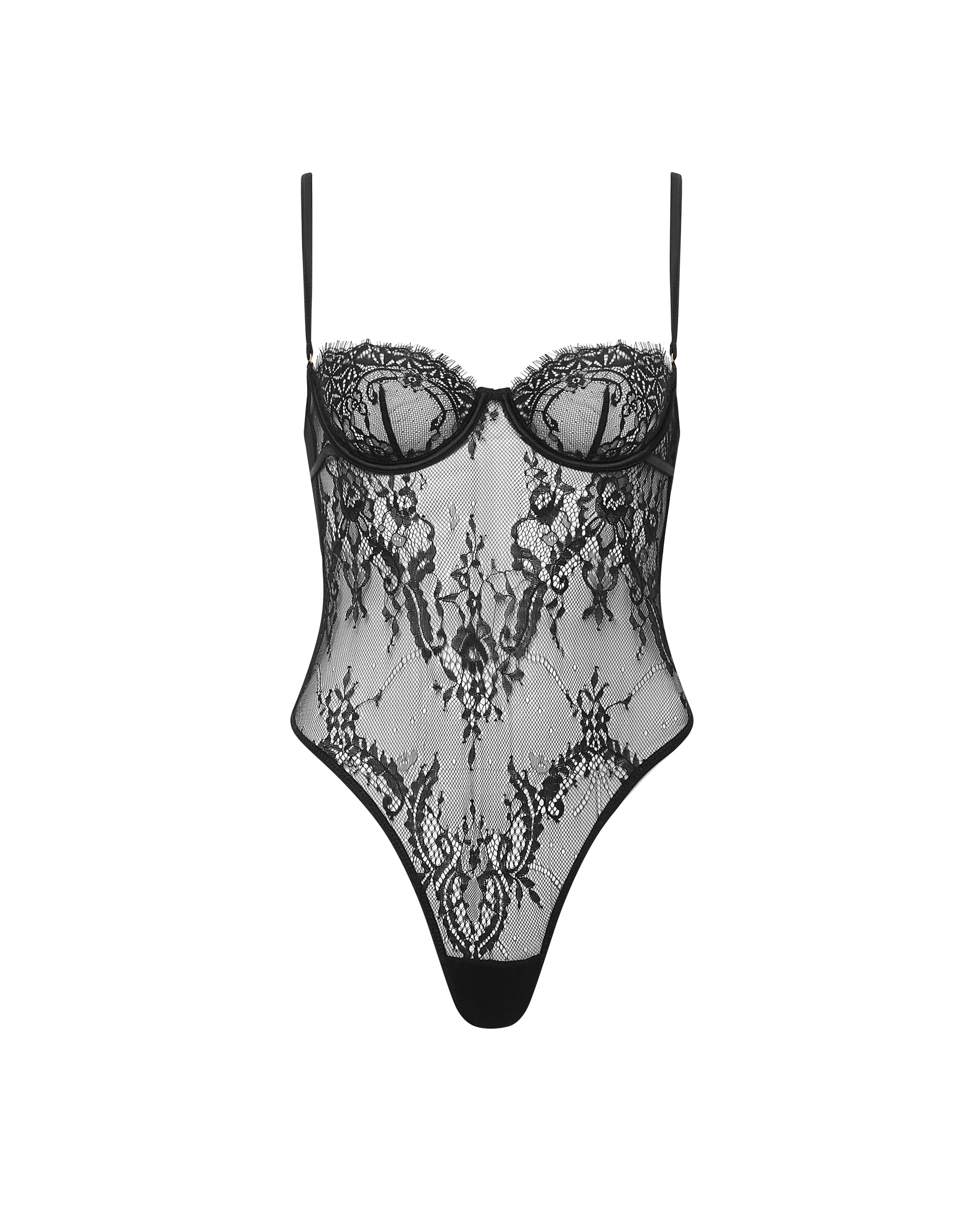 Madeline Sheer Lace Bodysuit Black - Image 5