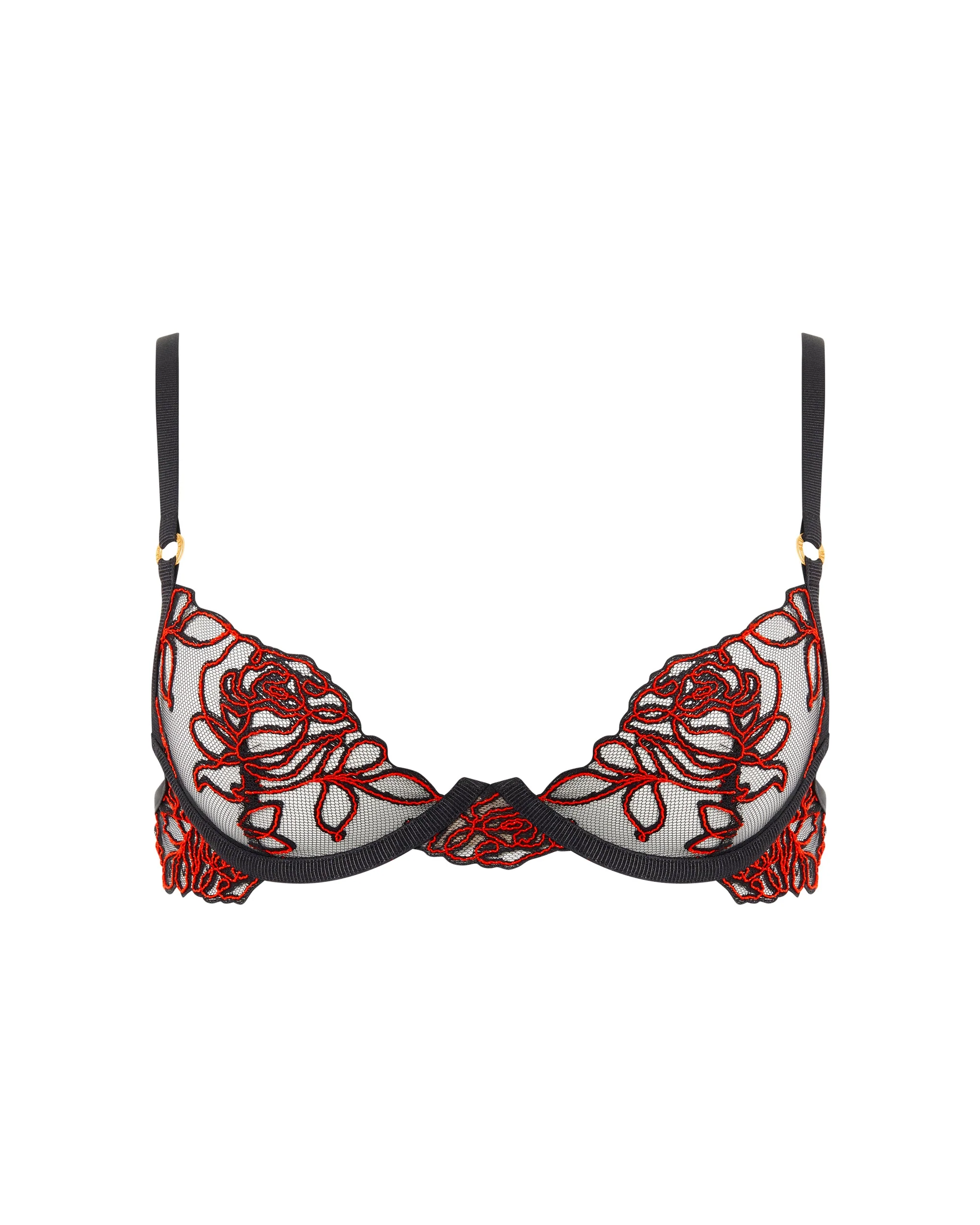 Malina Sheer Floral Bra Black/Red - Image 5