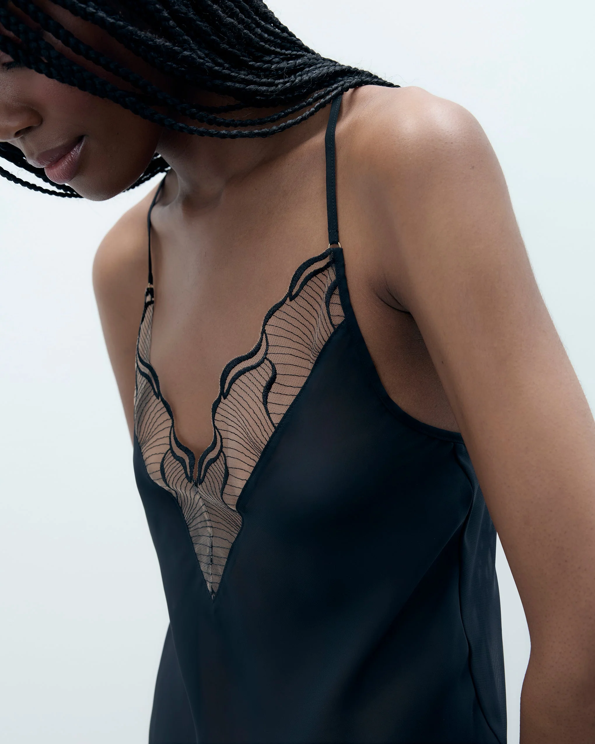 Marabel Chiffon Sheer Chemise Black - Image 2