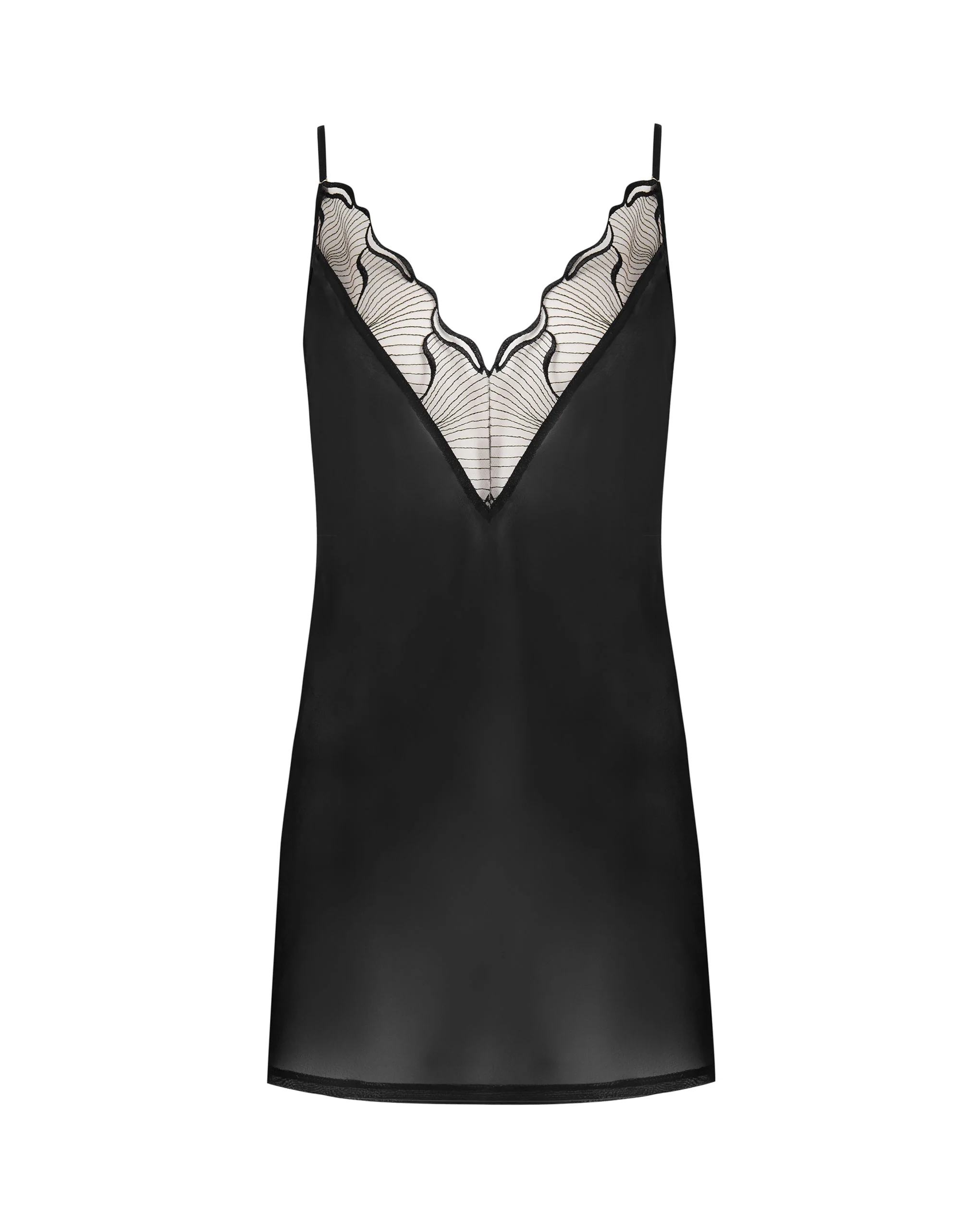 Marabel Chiffon Sheer Chemise Black - Image 5