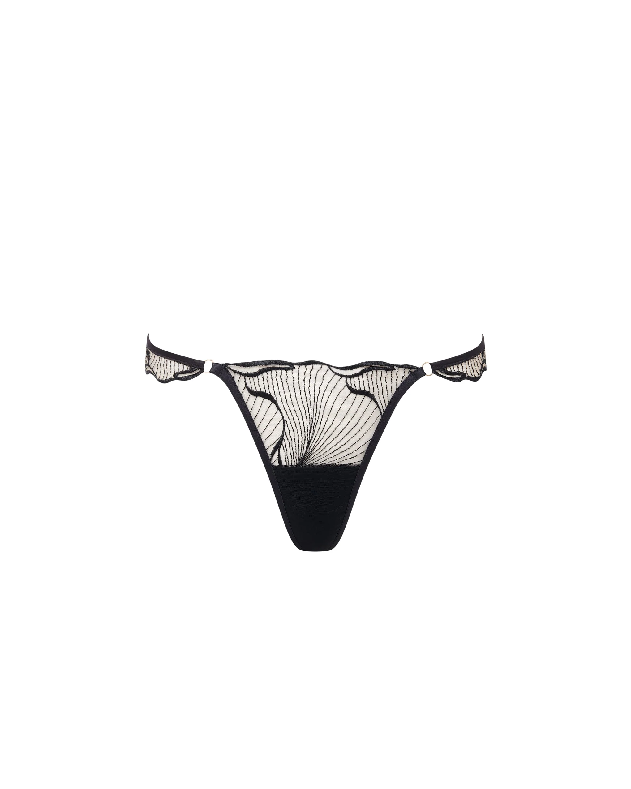 Marabel Embroidered Sheer Thong Black - Image 5