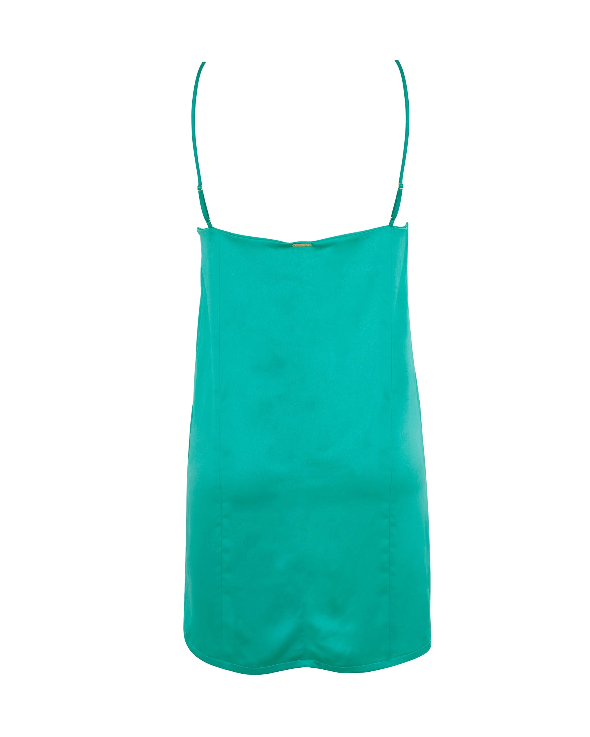 Margot Luxury Satin Short Chemise Columbia Green - Image 6