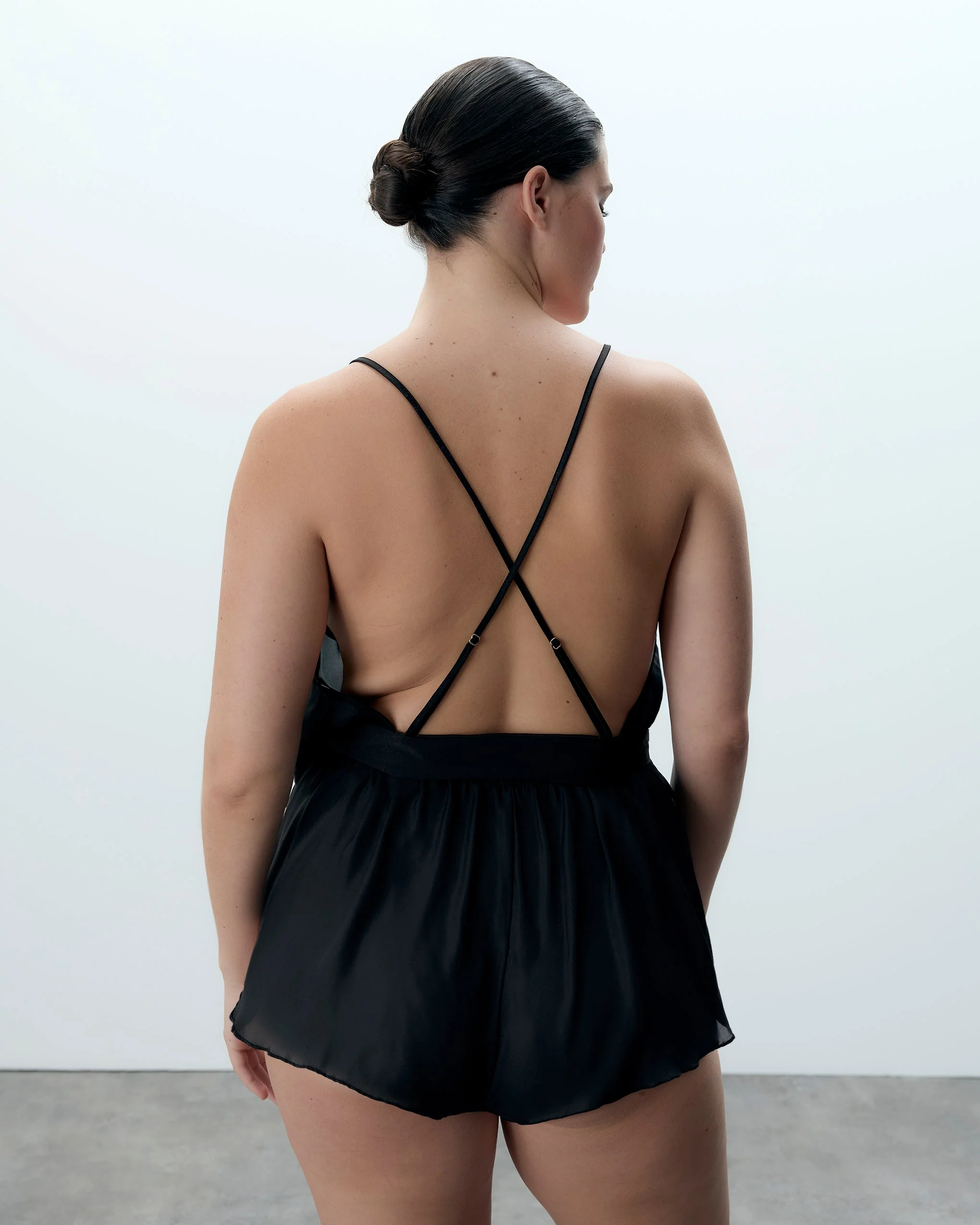 Marian Chiffon Embroidered Teddy Black - Image 3