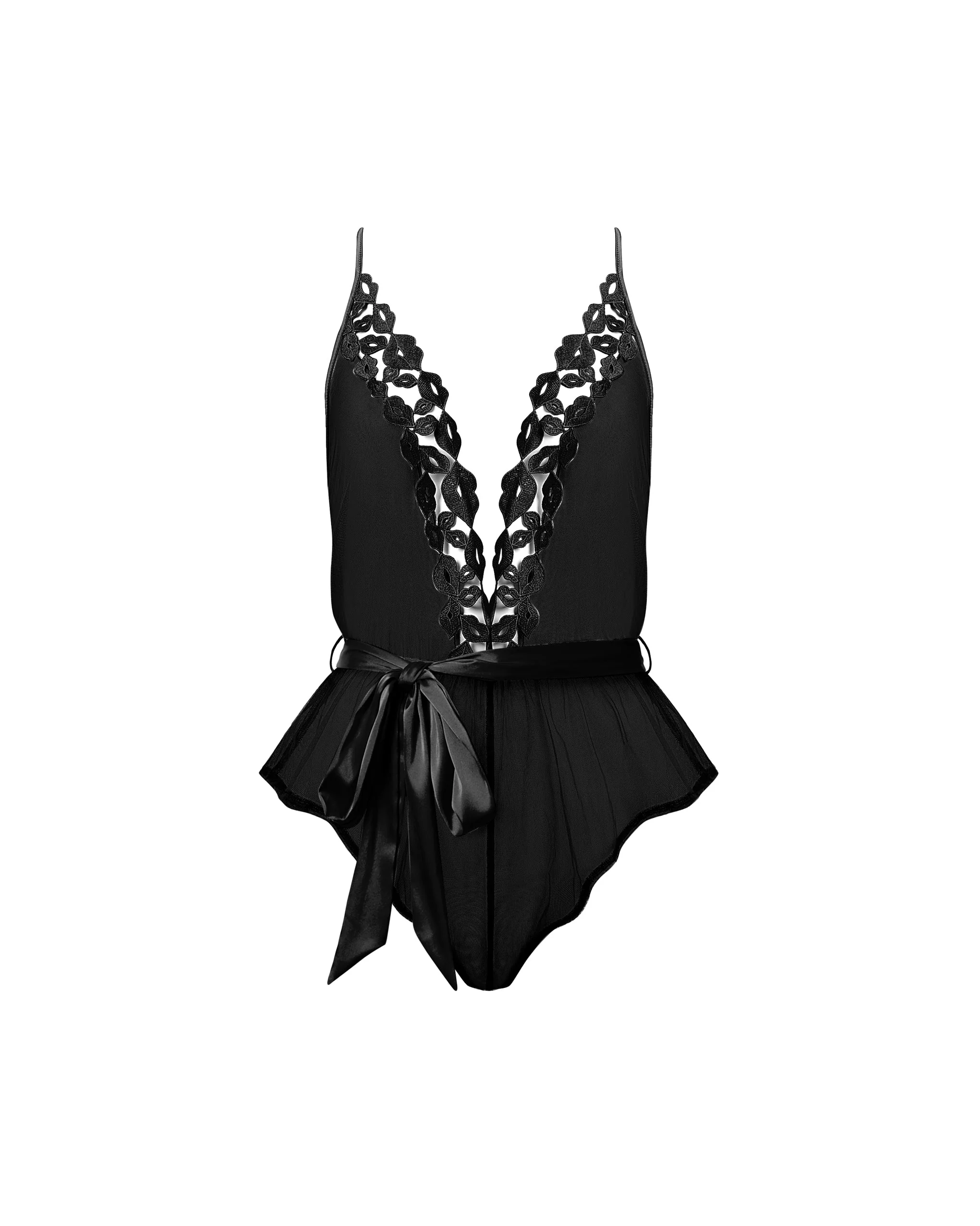 Marian Chiffon Embroidered Teddy Black - Image 5