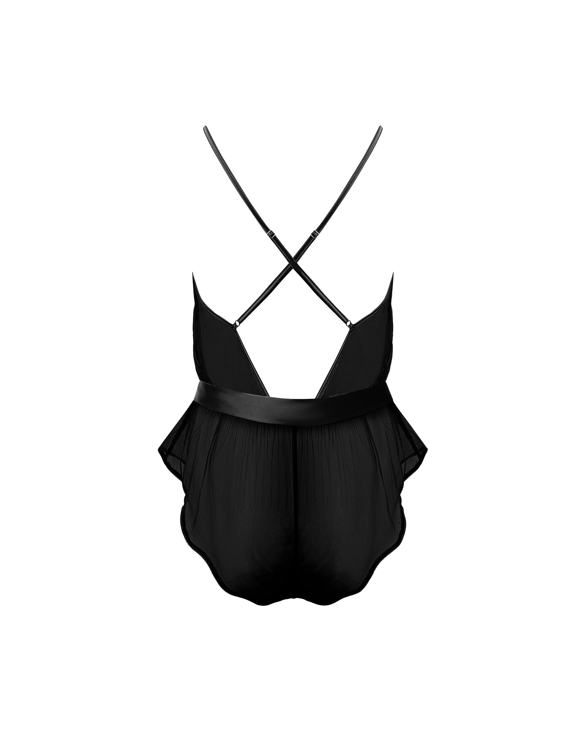 Marian Chiffon Embroidered Teddy Black - Image 6