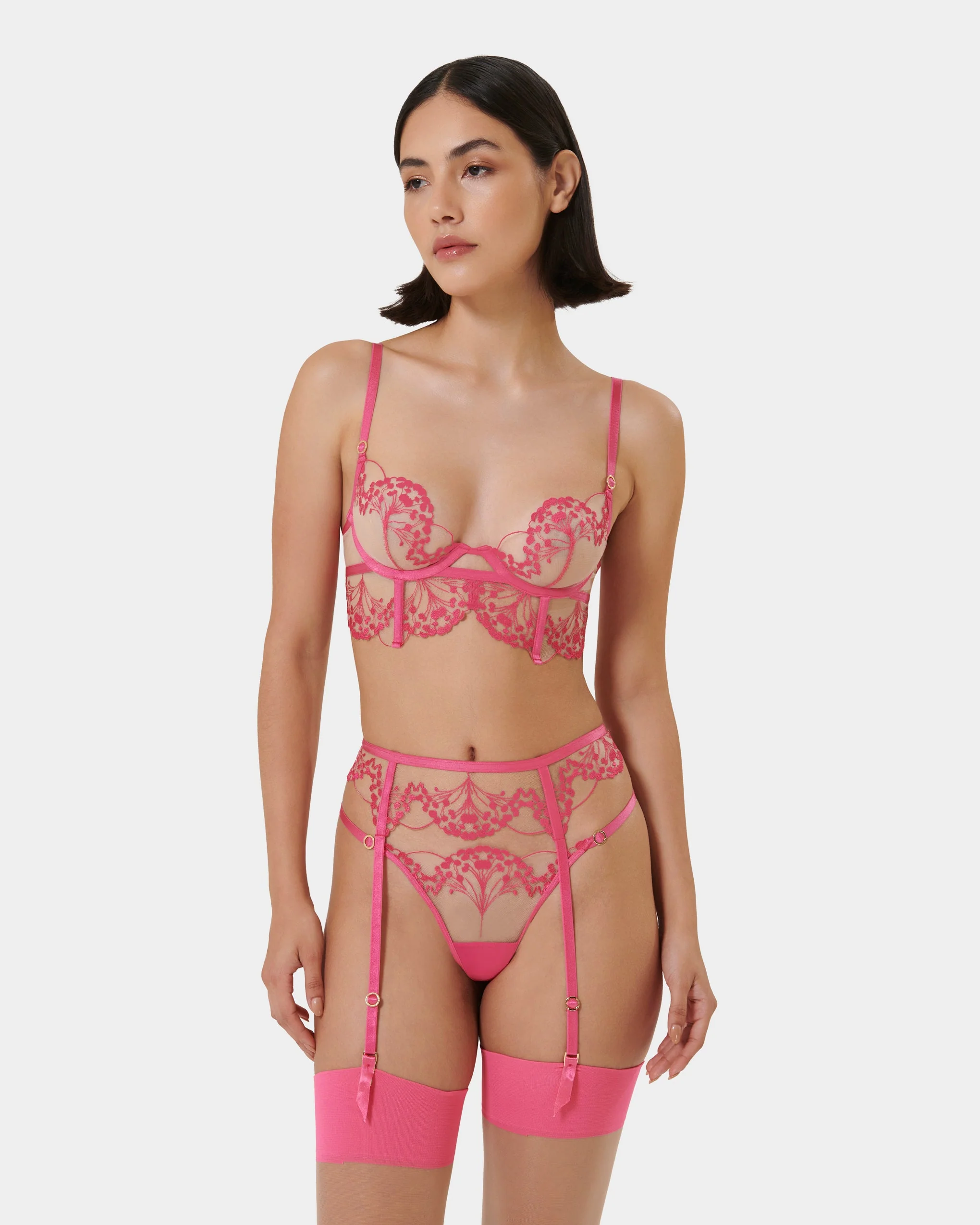 Marisa Embroidered Sheer Bra Pink - Image 2