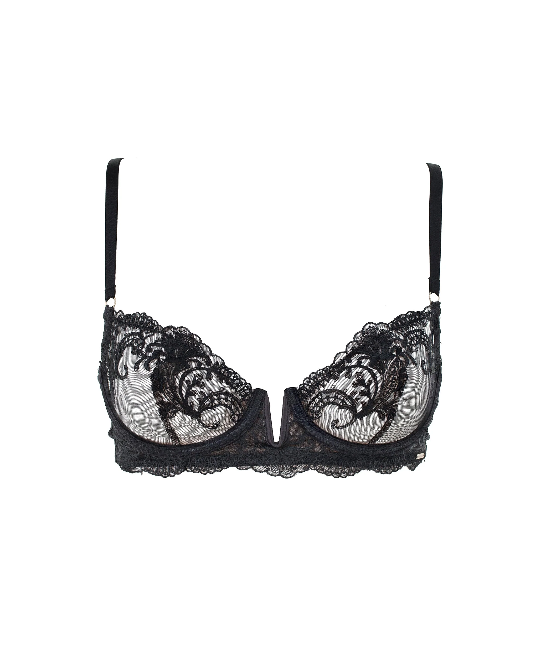 Marseille Embroidered Sheer Bra Black - Image 5