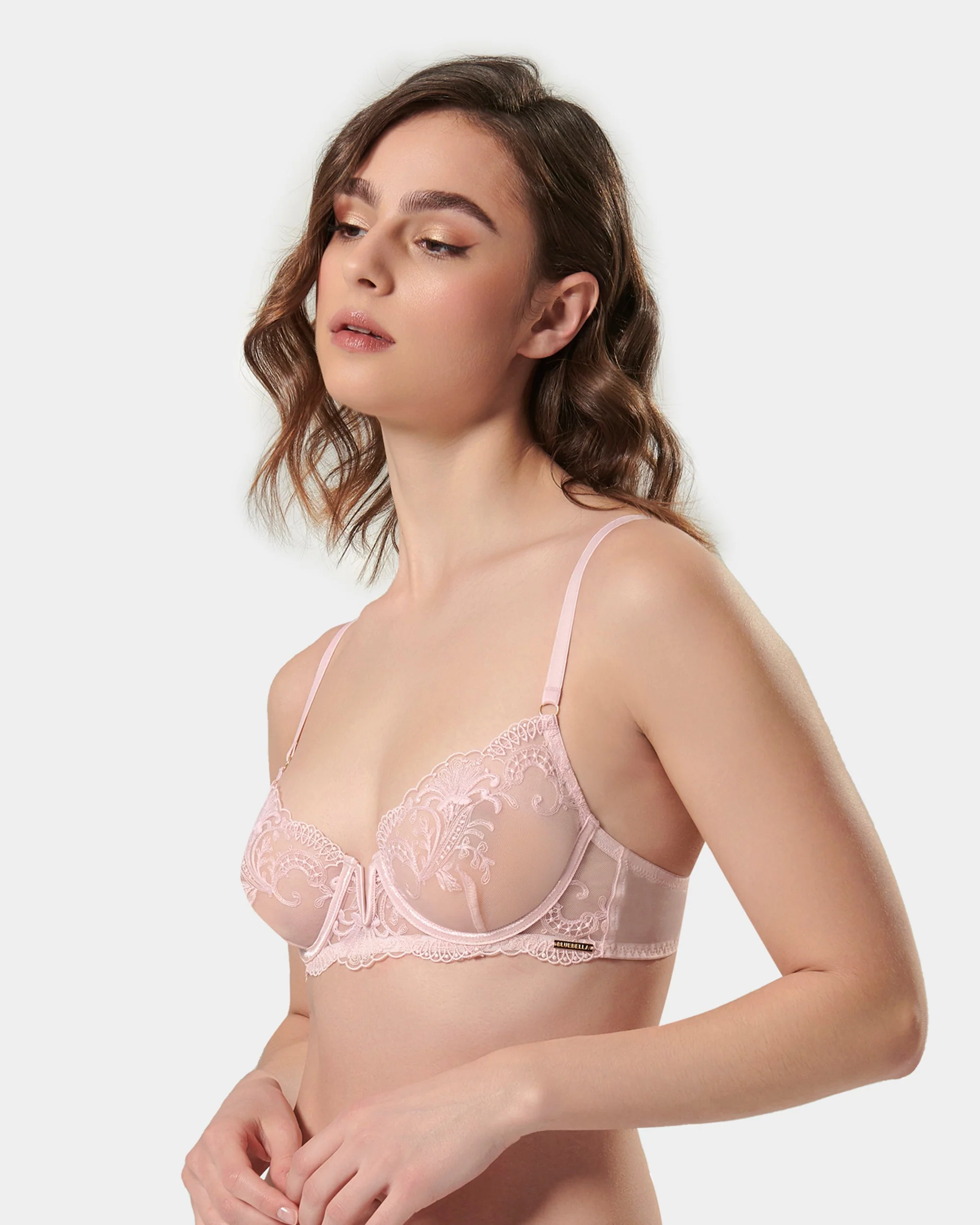 Marseille Embroidered Sheer Bra Pink - Image 7