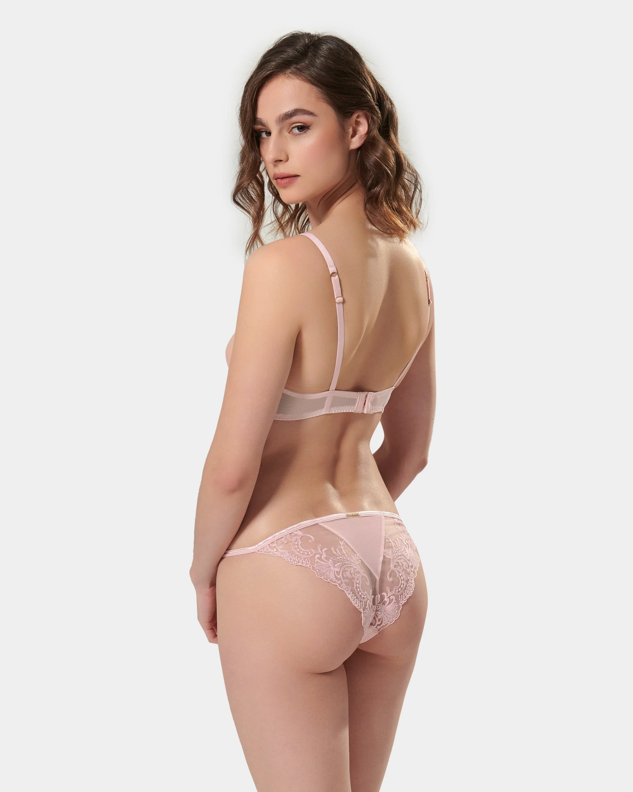 Marseille Embroidered Sheer Bra Pink - Image 8