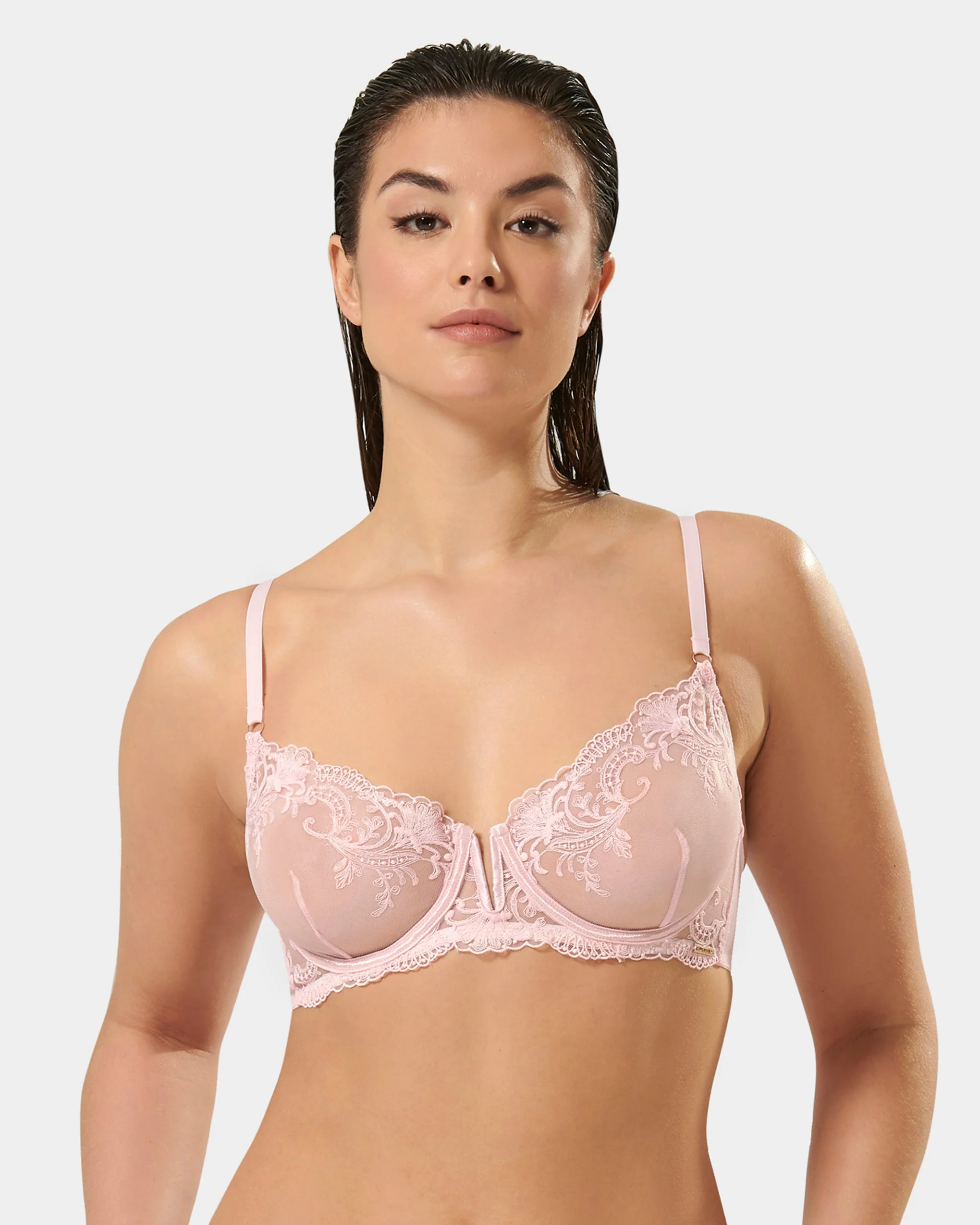 Marseille Embroidered Sheer Bra Pink - Image 9