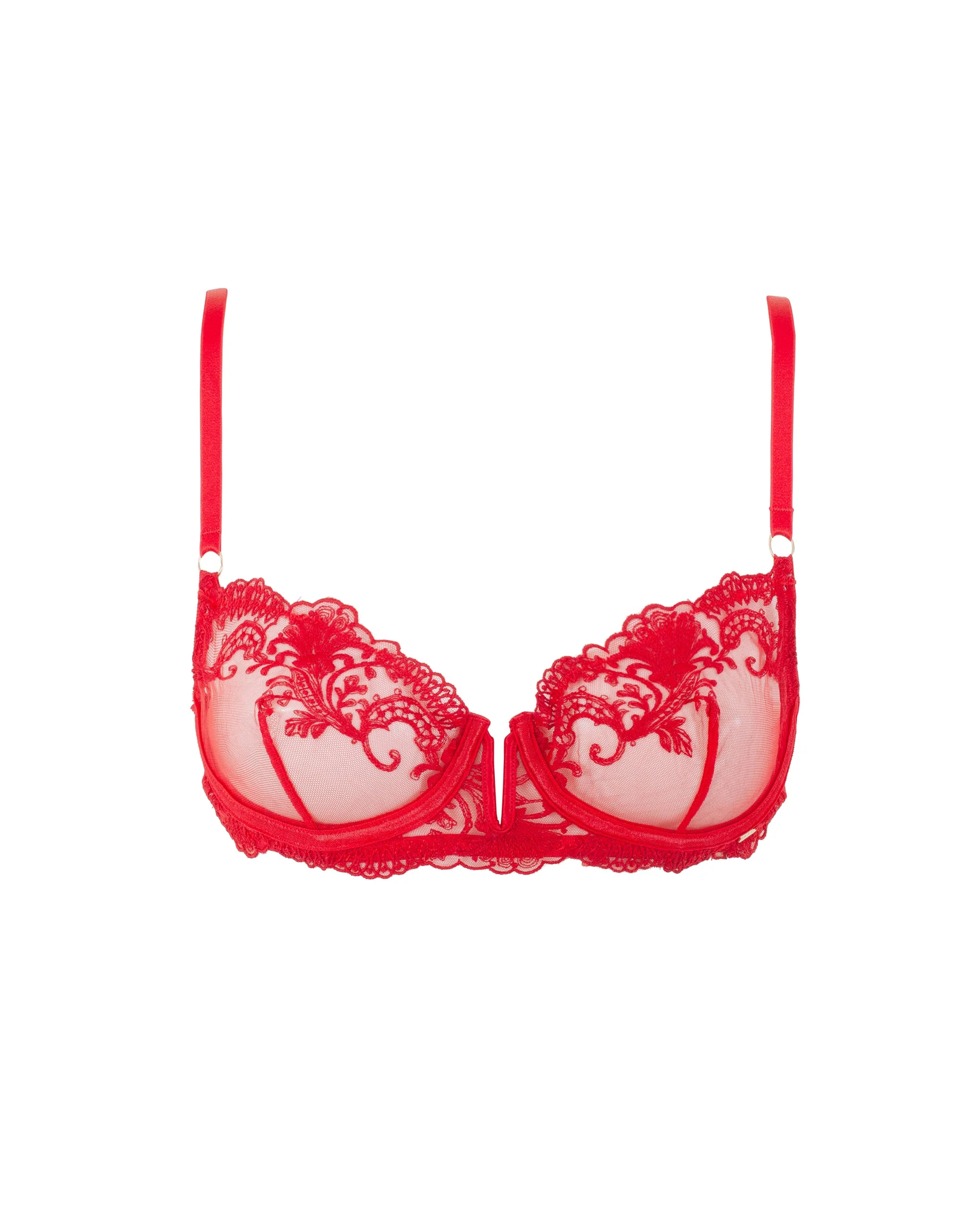 Marseille Embroidered Sheer Bra Red - Image 5