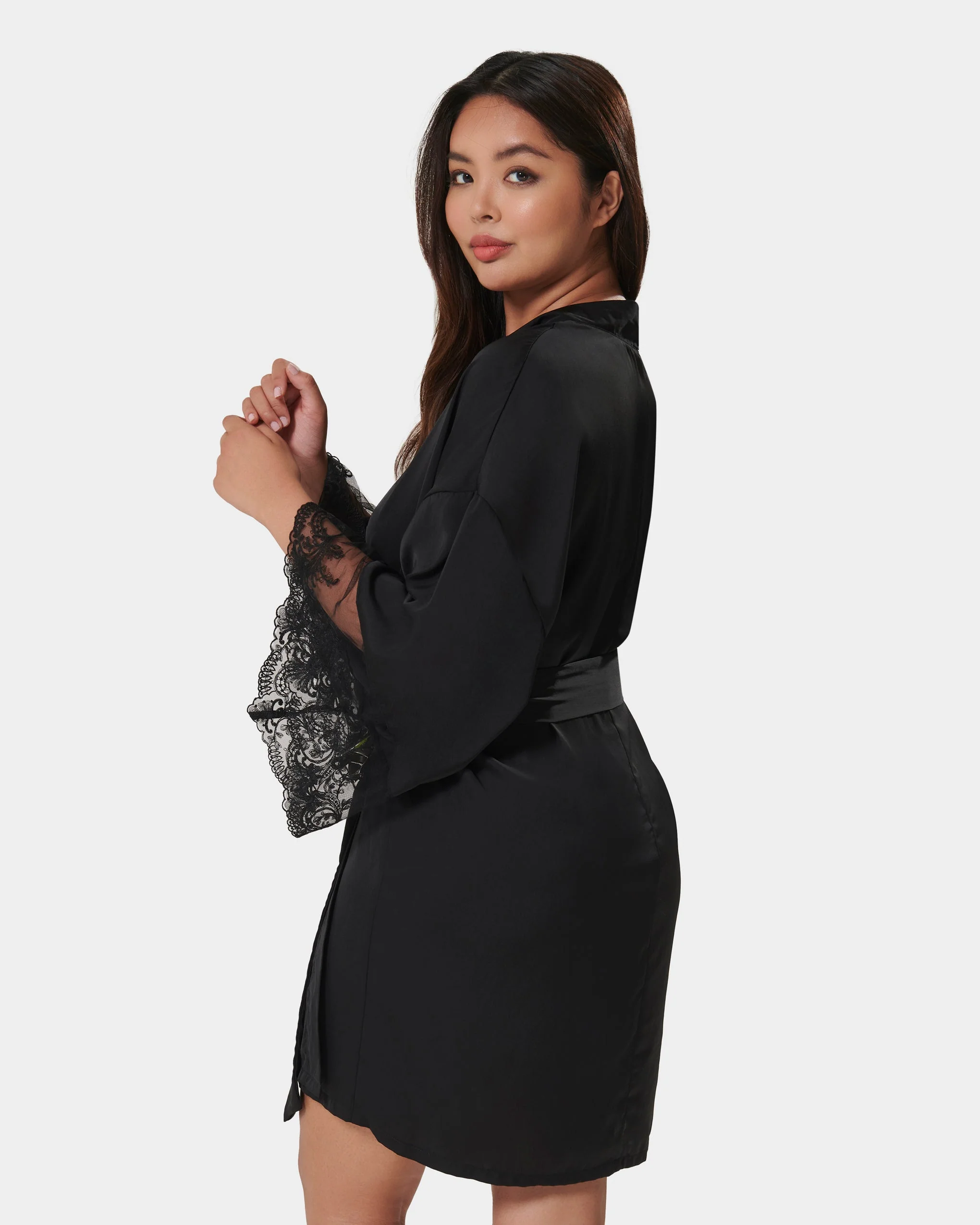 Marseille Luxury Satin Kimono Black - Image 3